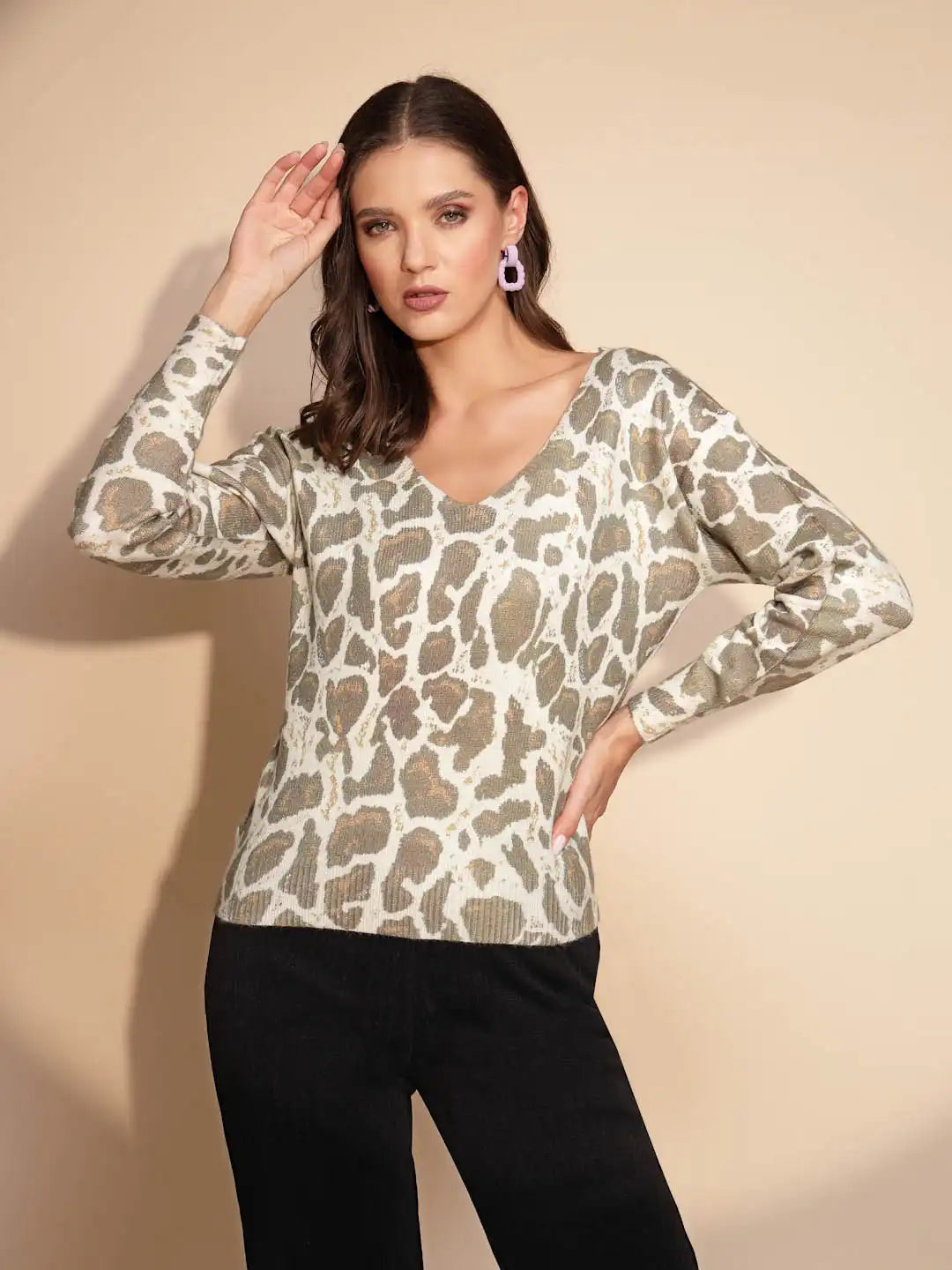 Women Full Sleeve V-Neck Pullover