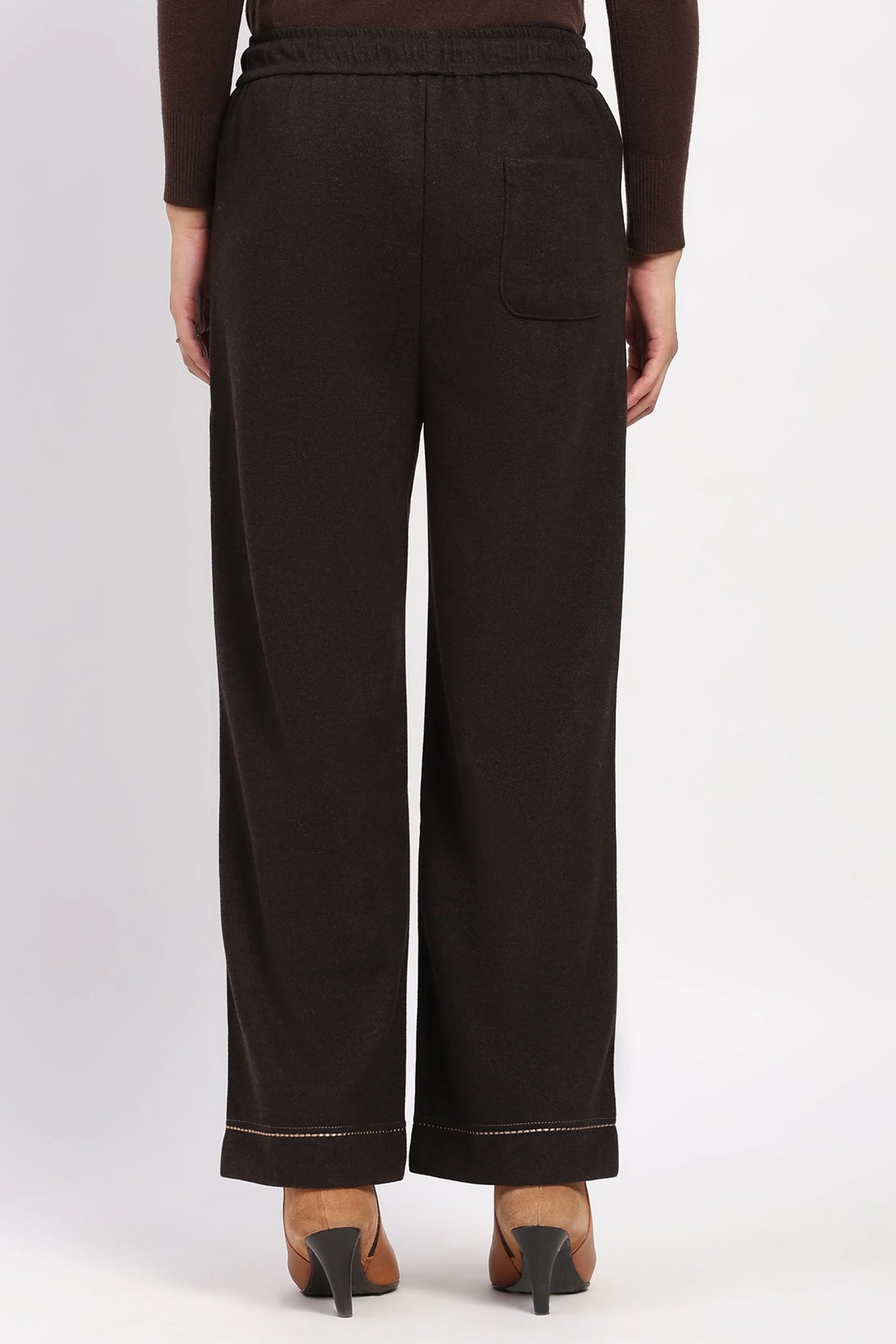 Coffee Brown Straight-Fit Winter Lower-Global Republic