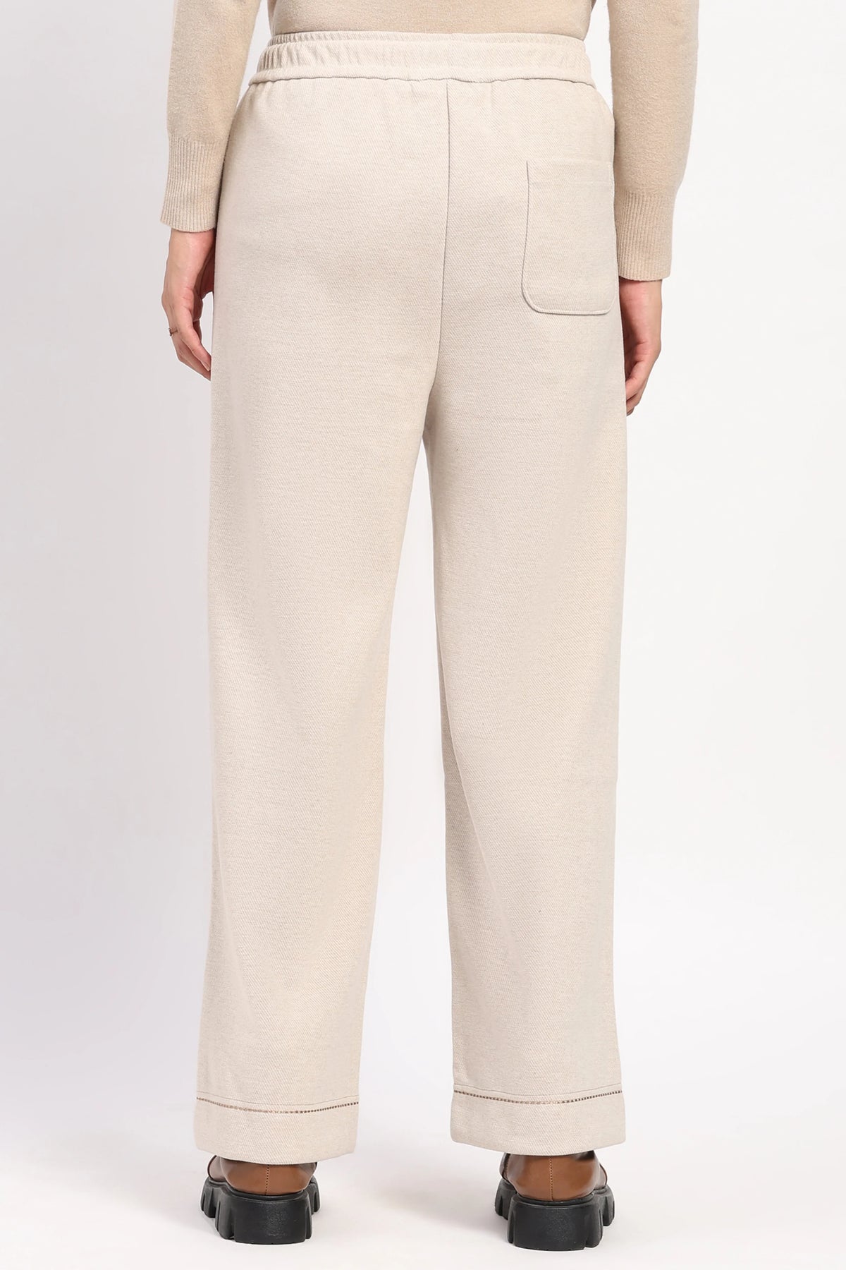 Cream Straight-Fit Winter Lower-Global Republic