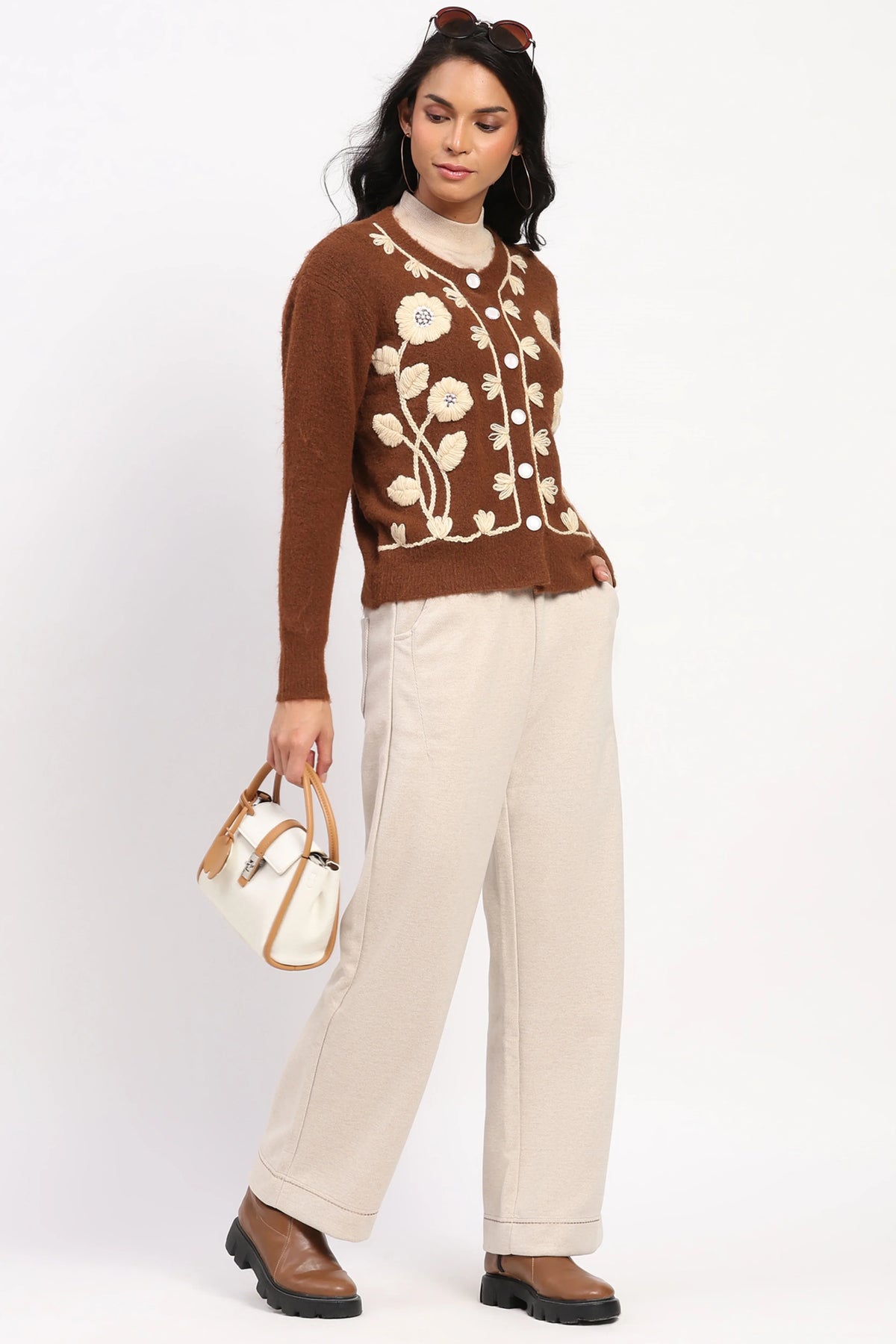 Cream Straight-Fit Winter Lower-Global Republic