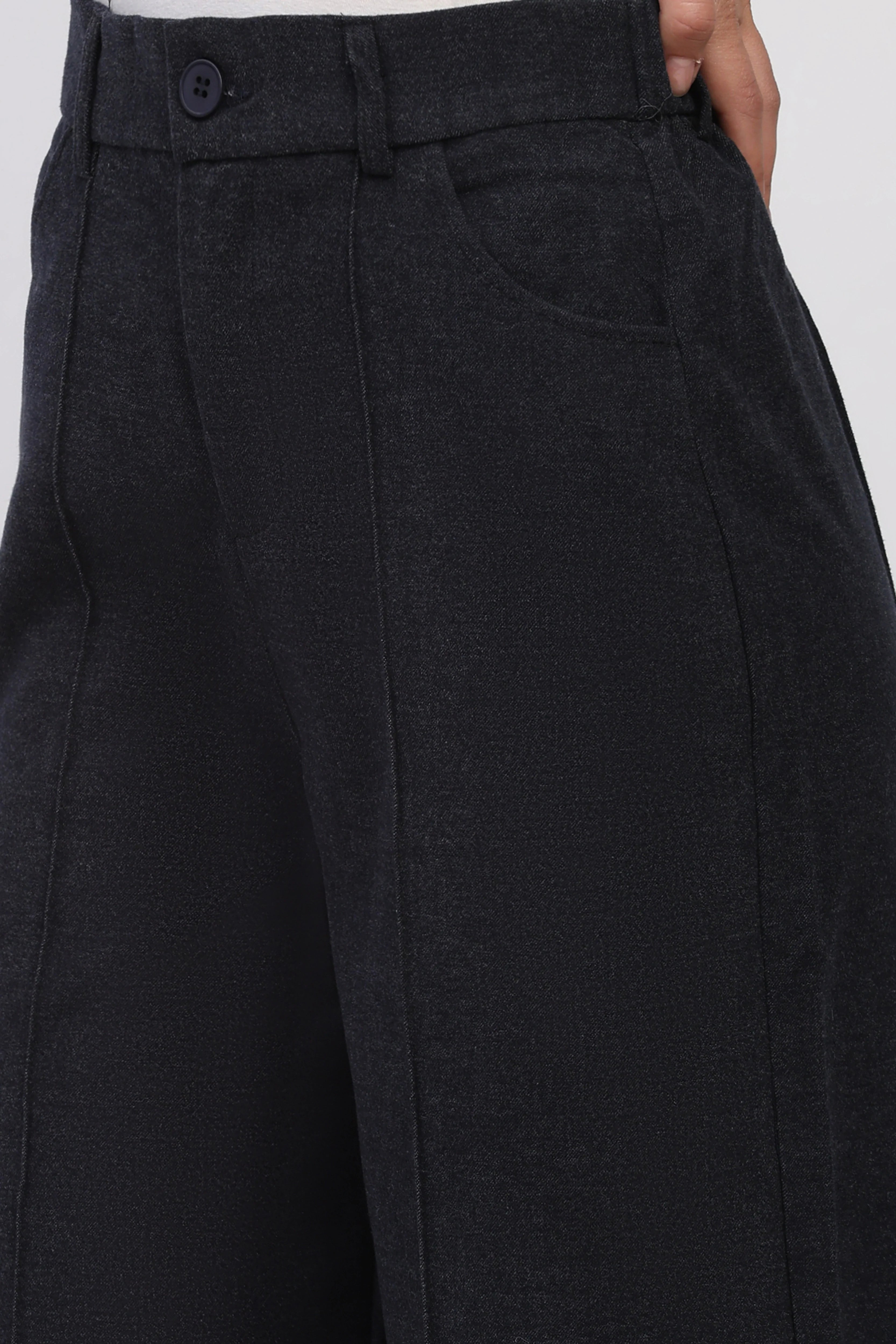 Navy Blue Flared Winter Trousers