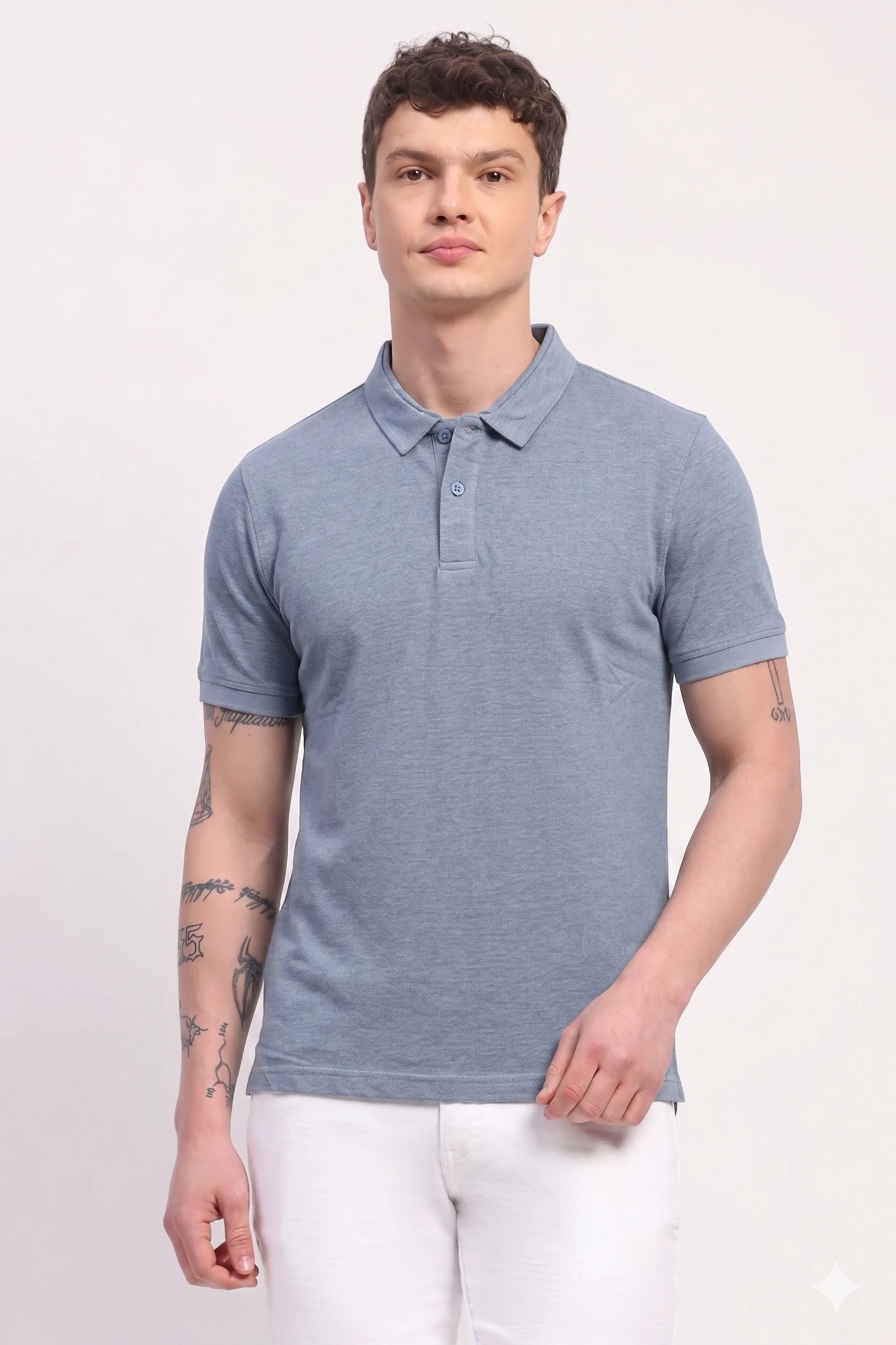Light Blue Collar T-Shirt-Global Republic