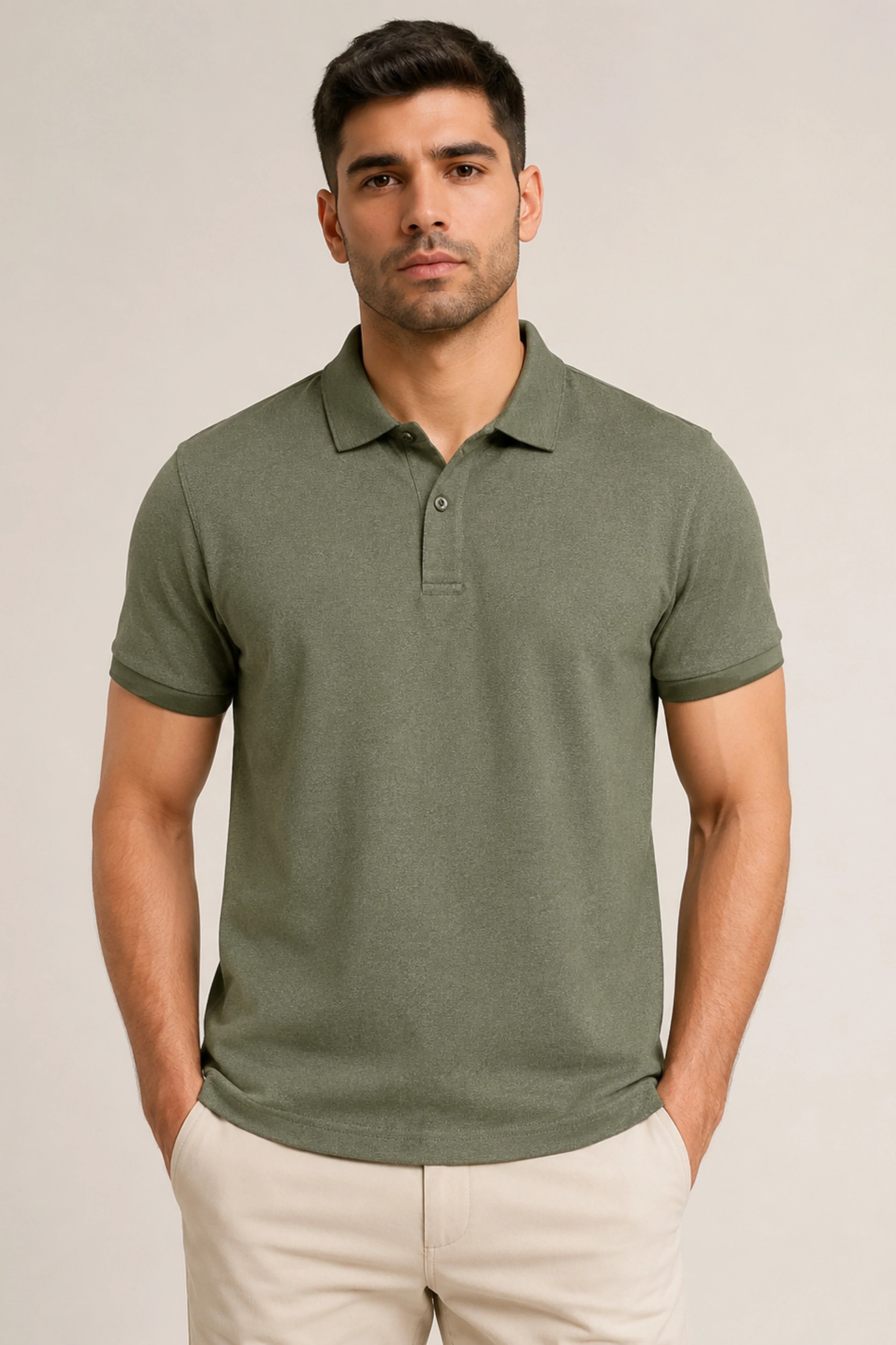 Olive Collar T-Shirt-Global Republic