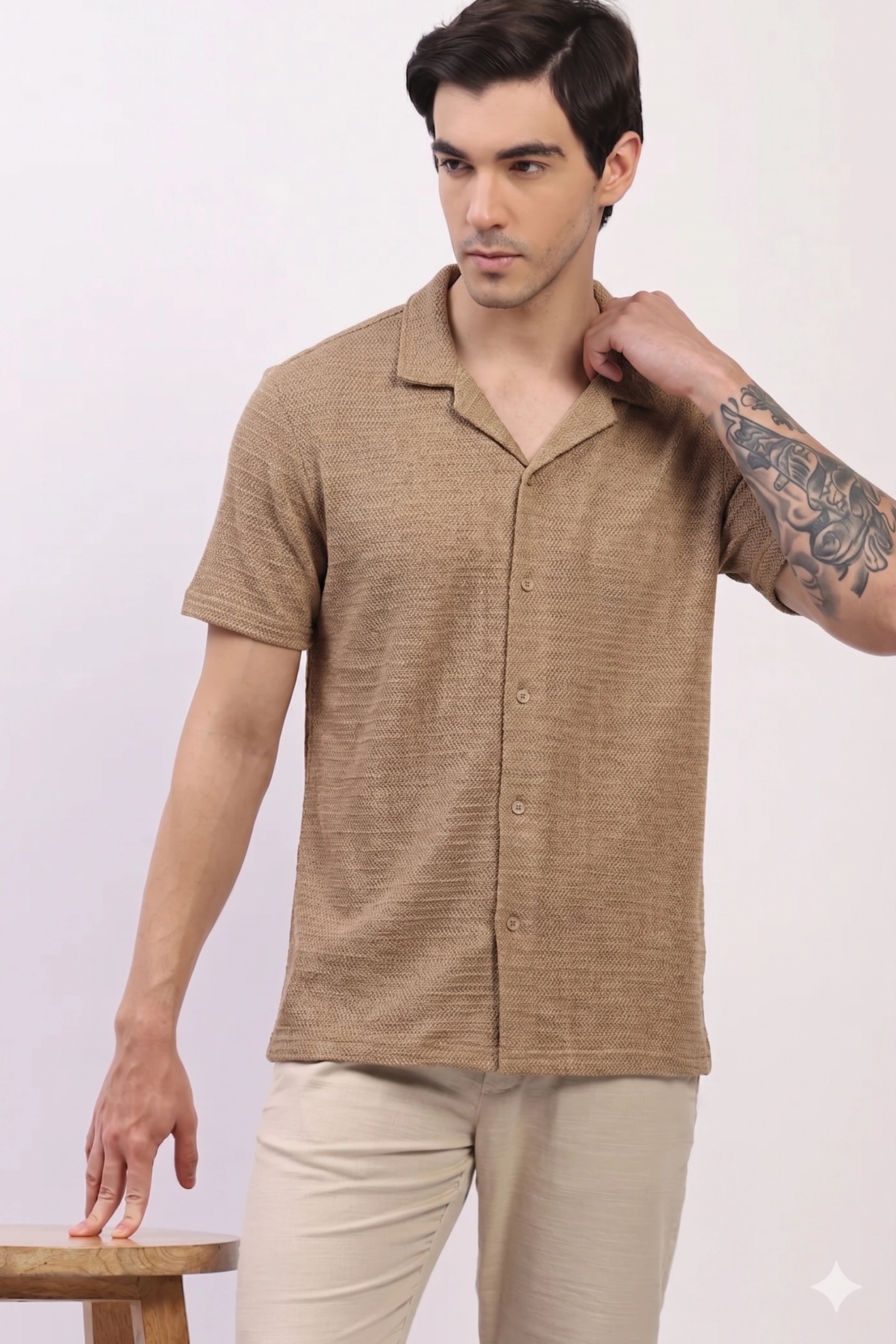 Brown Woven Casual Shirt-Global Republic