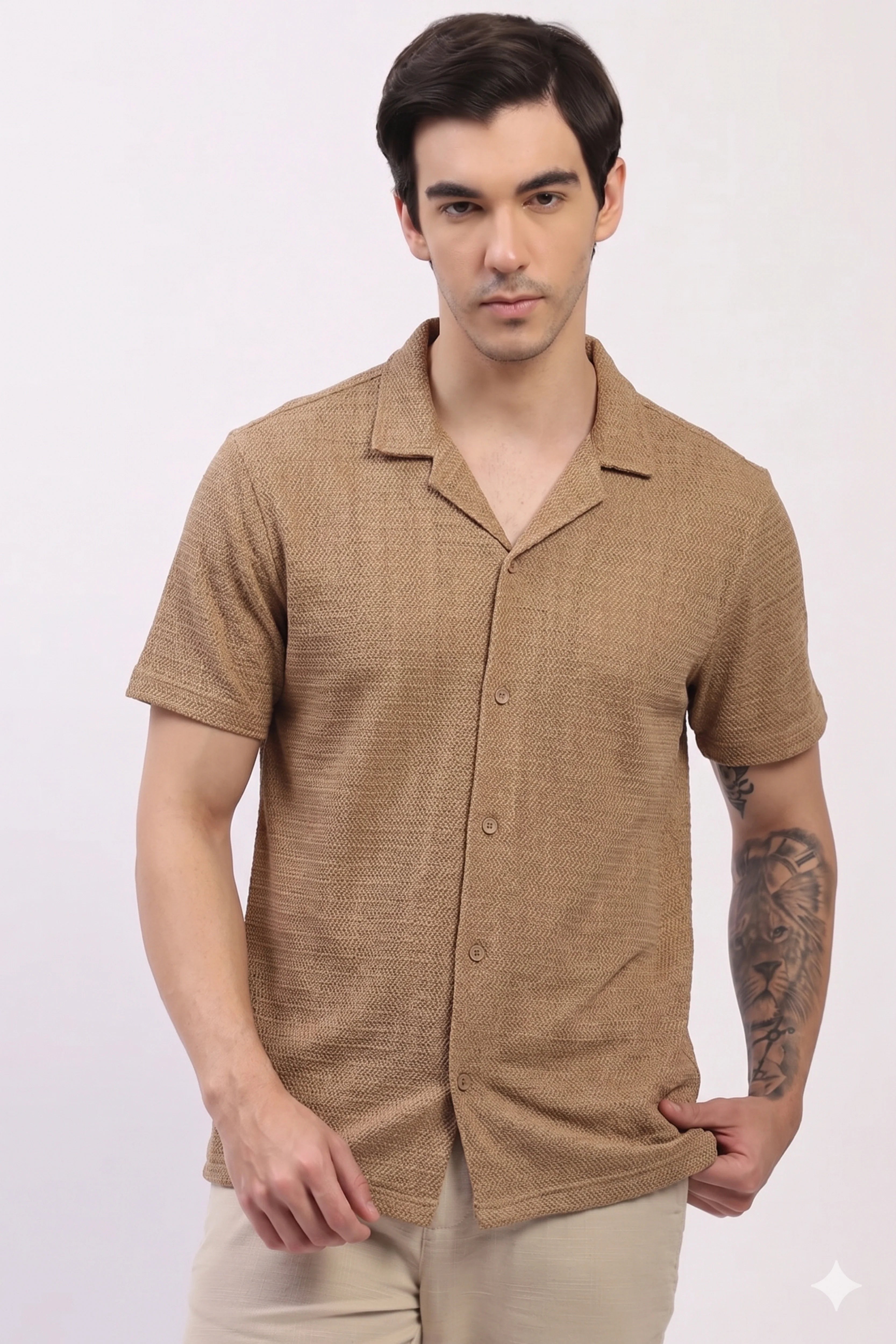 Brown Woven Casual Shirt-Global Republic