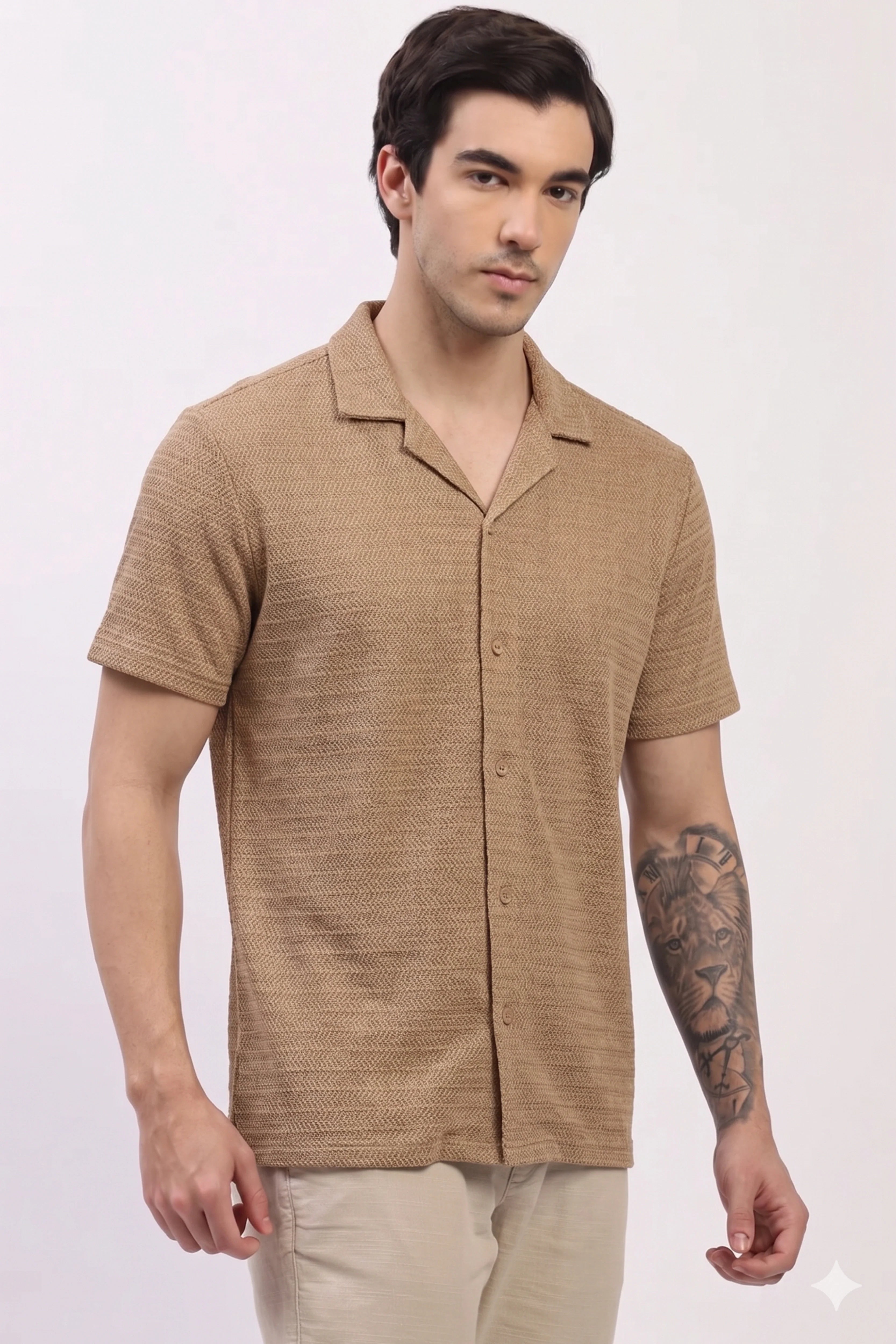 Brown Woven Casual Shirt-Global Republic