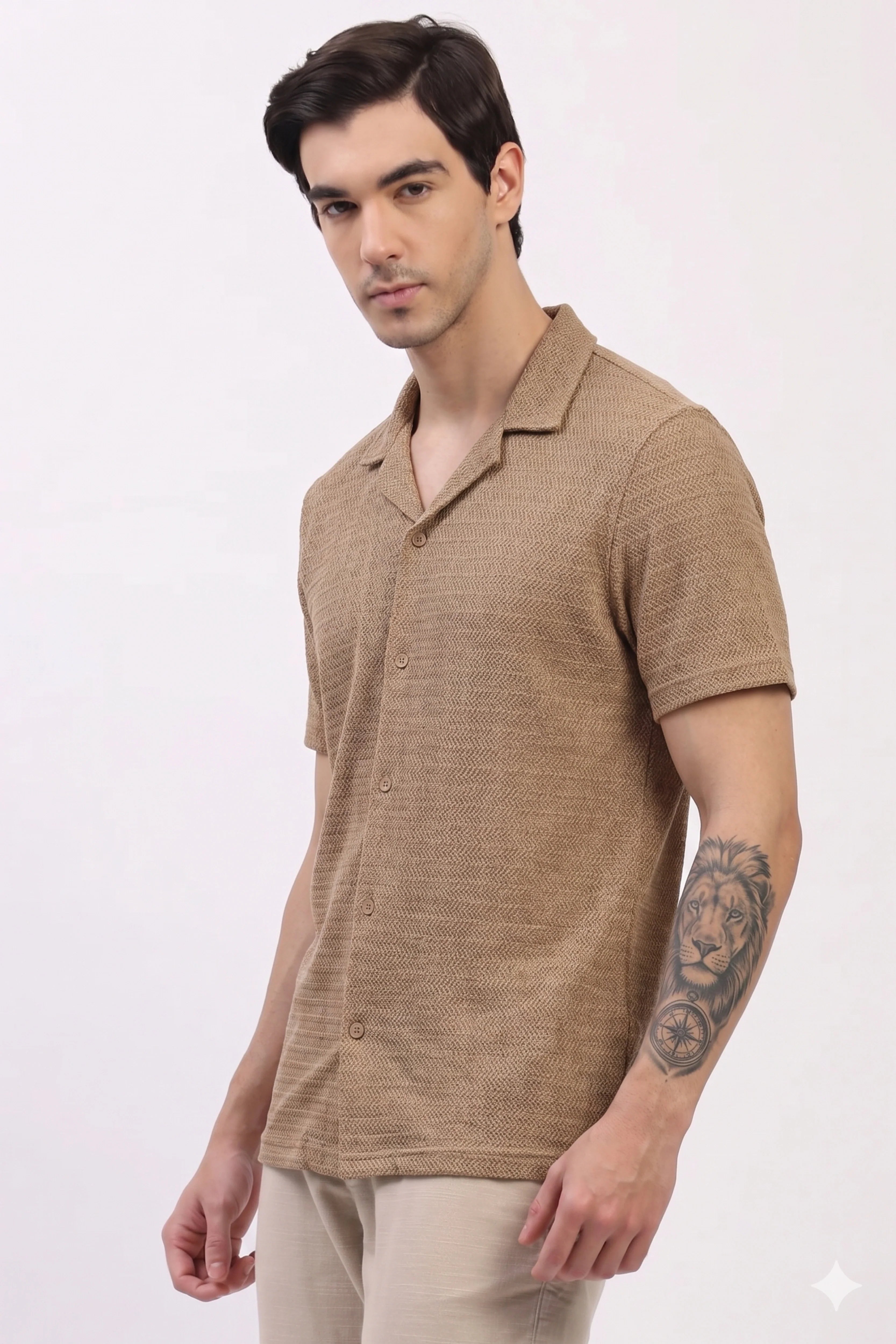 Brown Woven Casual Shirt-Global Republic