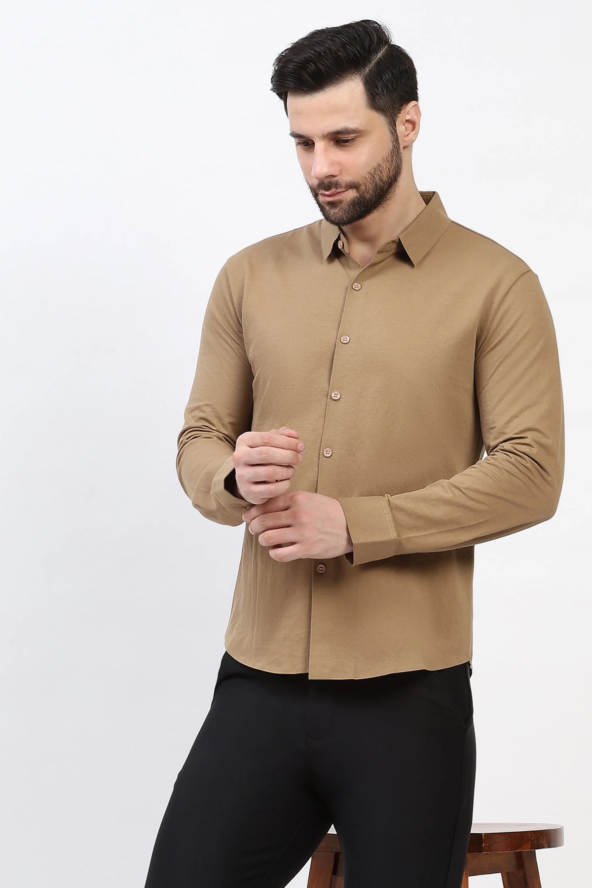Khaki Cotton-Blend Shirt
