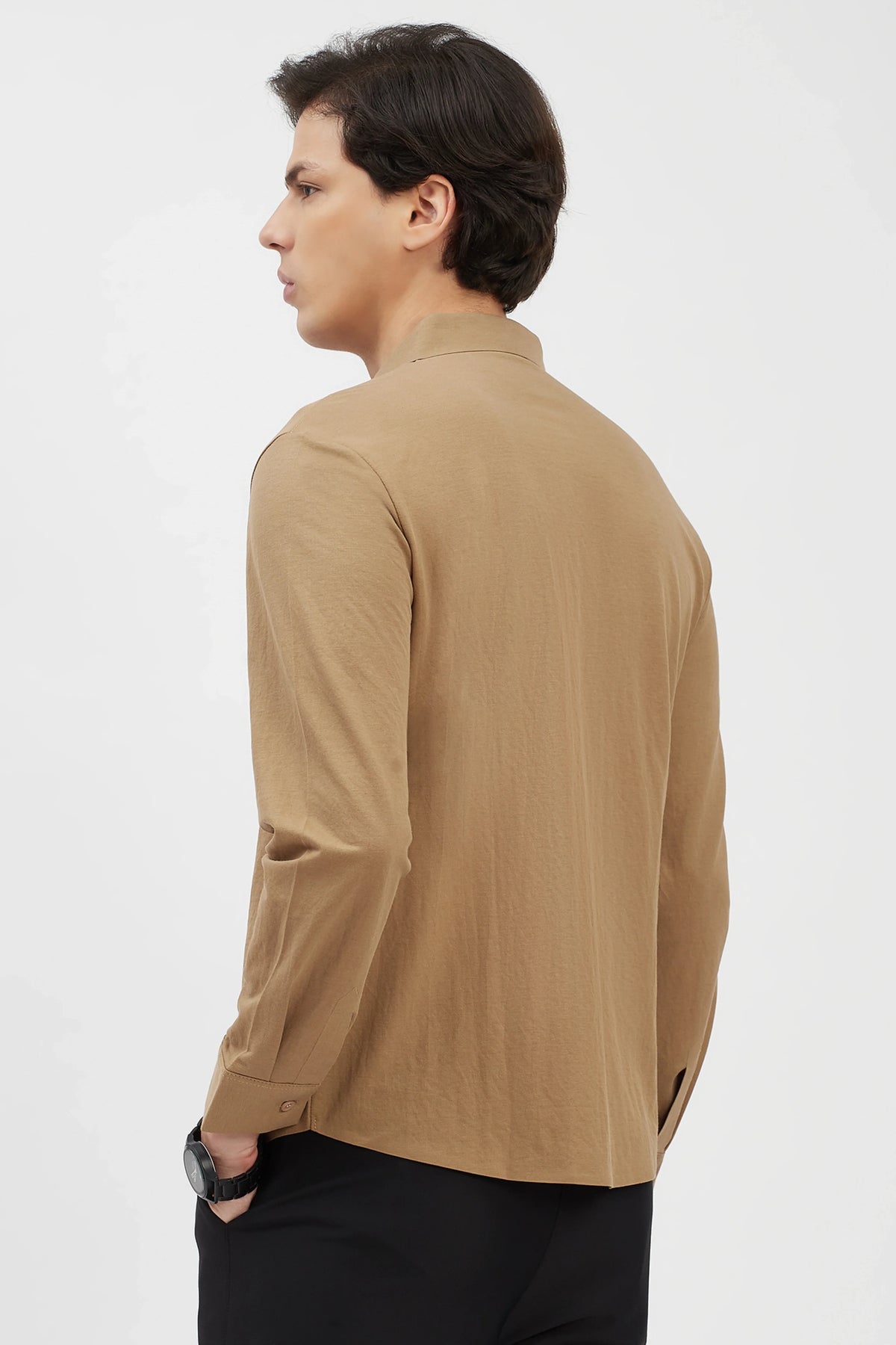 Khaki Cotton-Blend Shirt-Global Republic