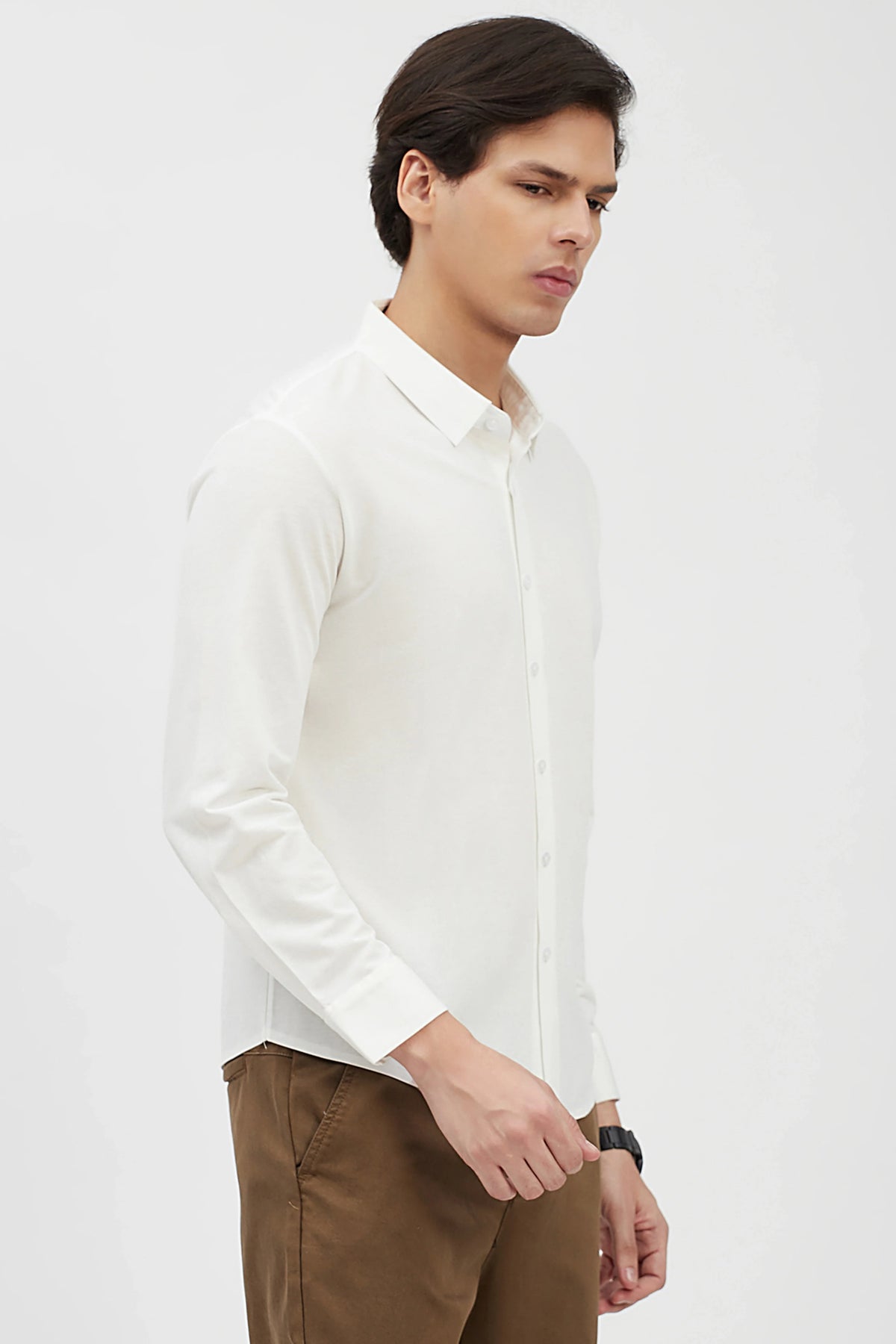 Classic White Cotton-Blend Shirt-Global Republic