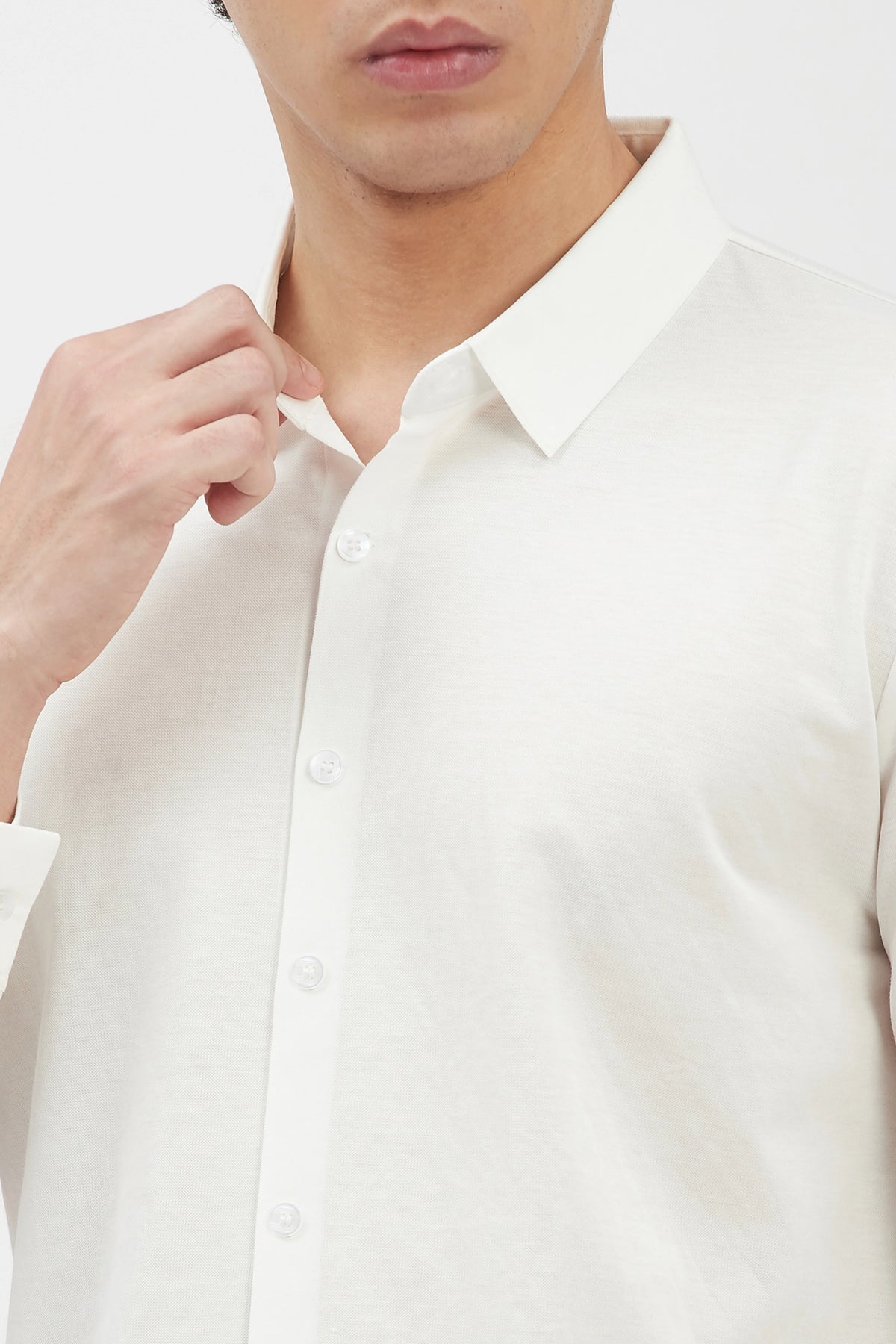 Classic White Cotton-Blend Shirt-Global Republic