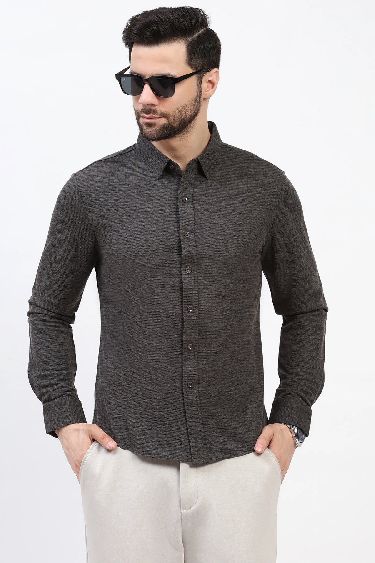 Dark Grey Textured Shirt