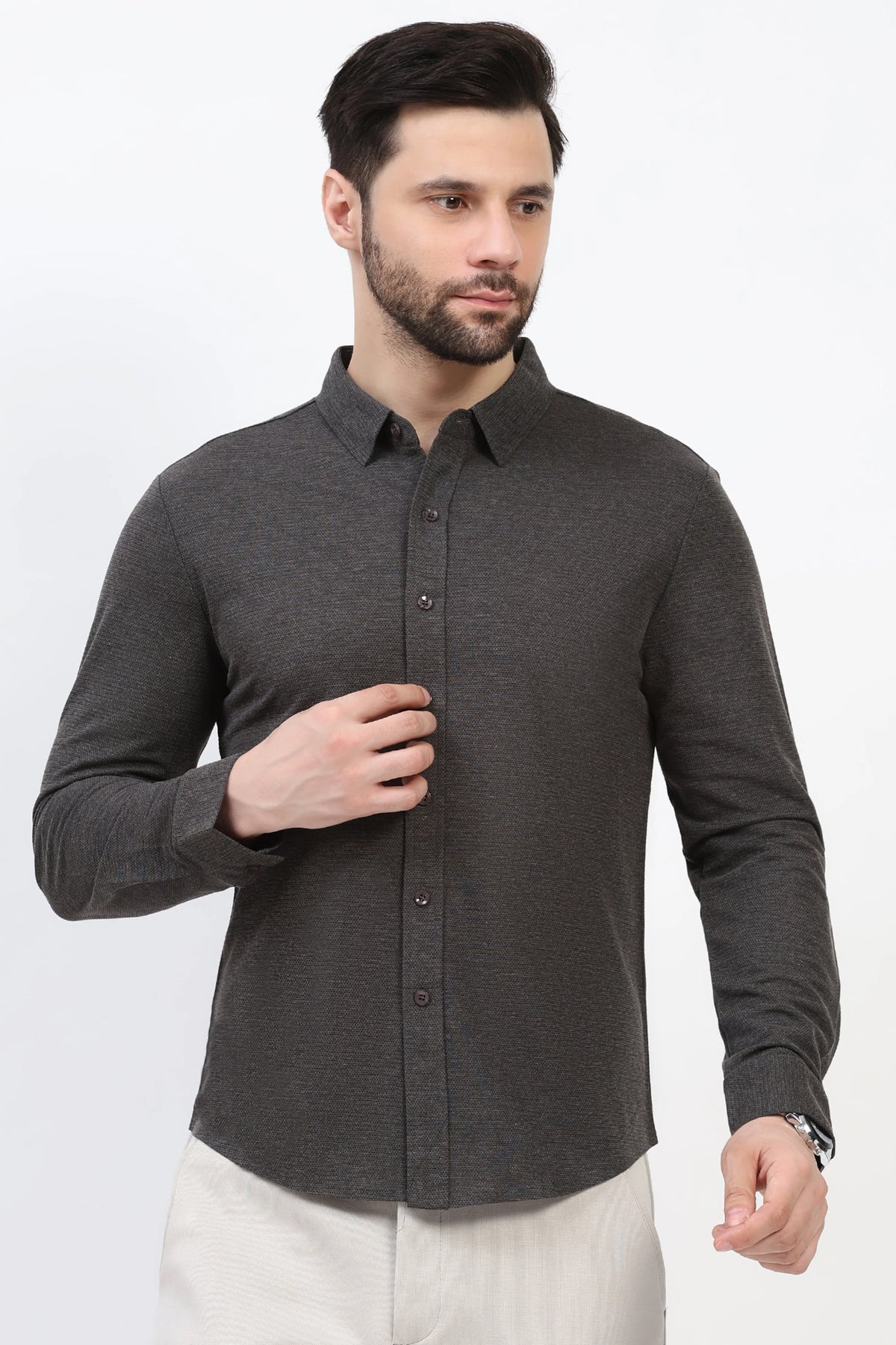 Dark Grey Textured Shirt
