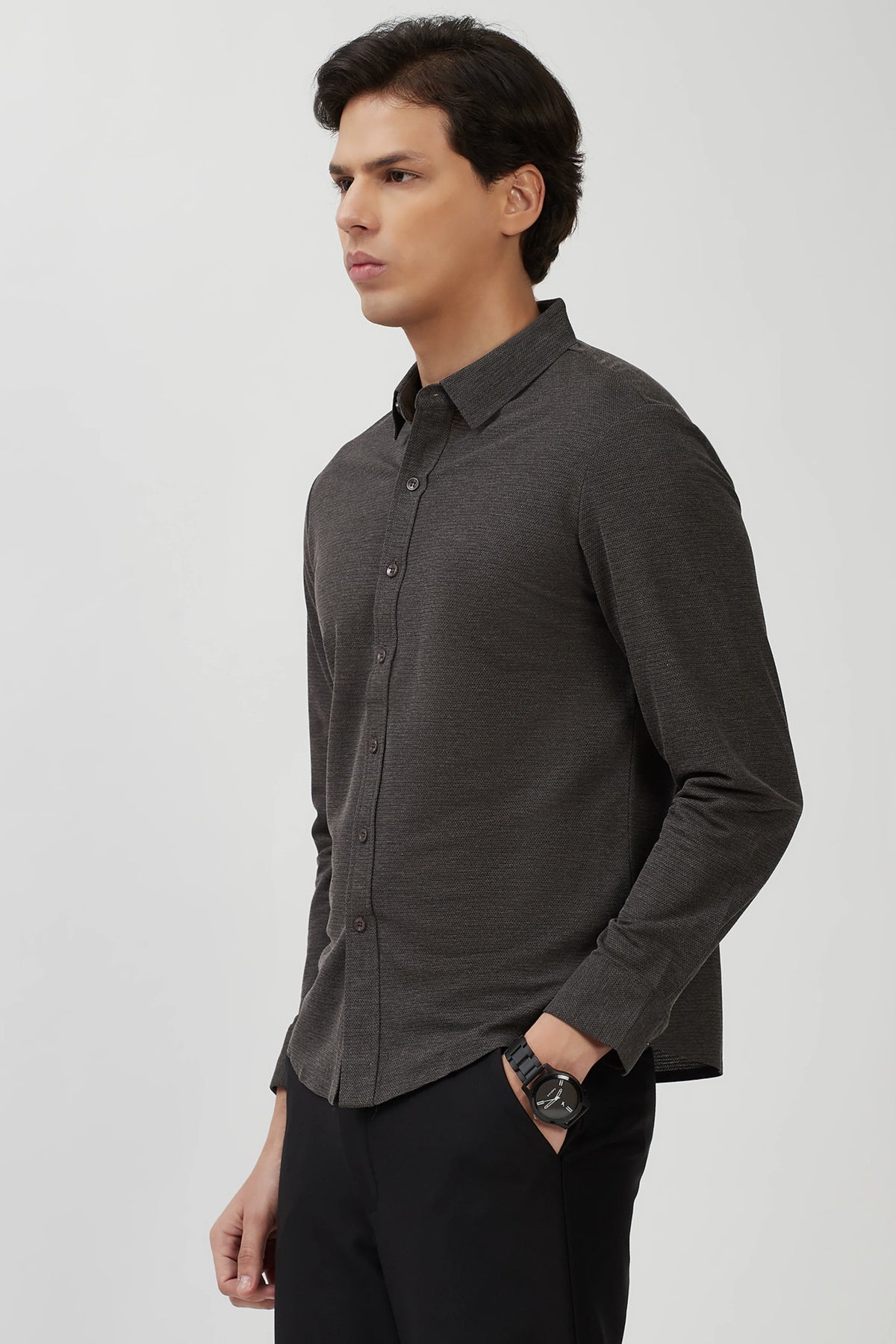 Dark Grey Textured Shirt-Global Republic