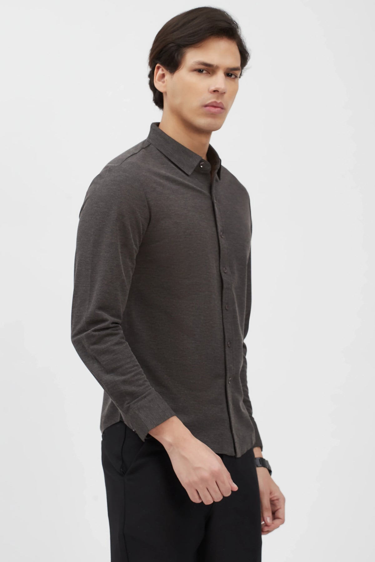 Dark Grey Textured Shirt-Global Republic