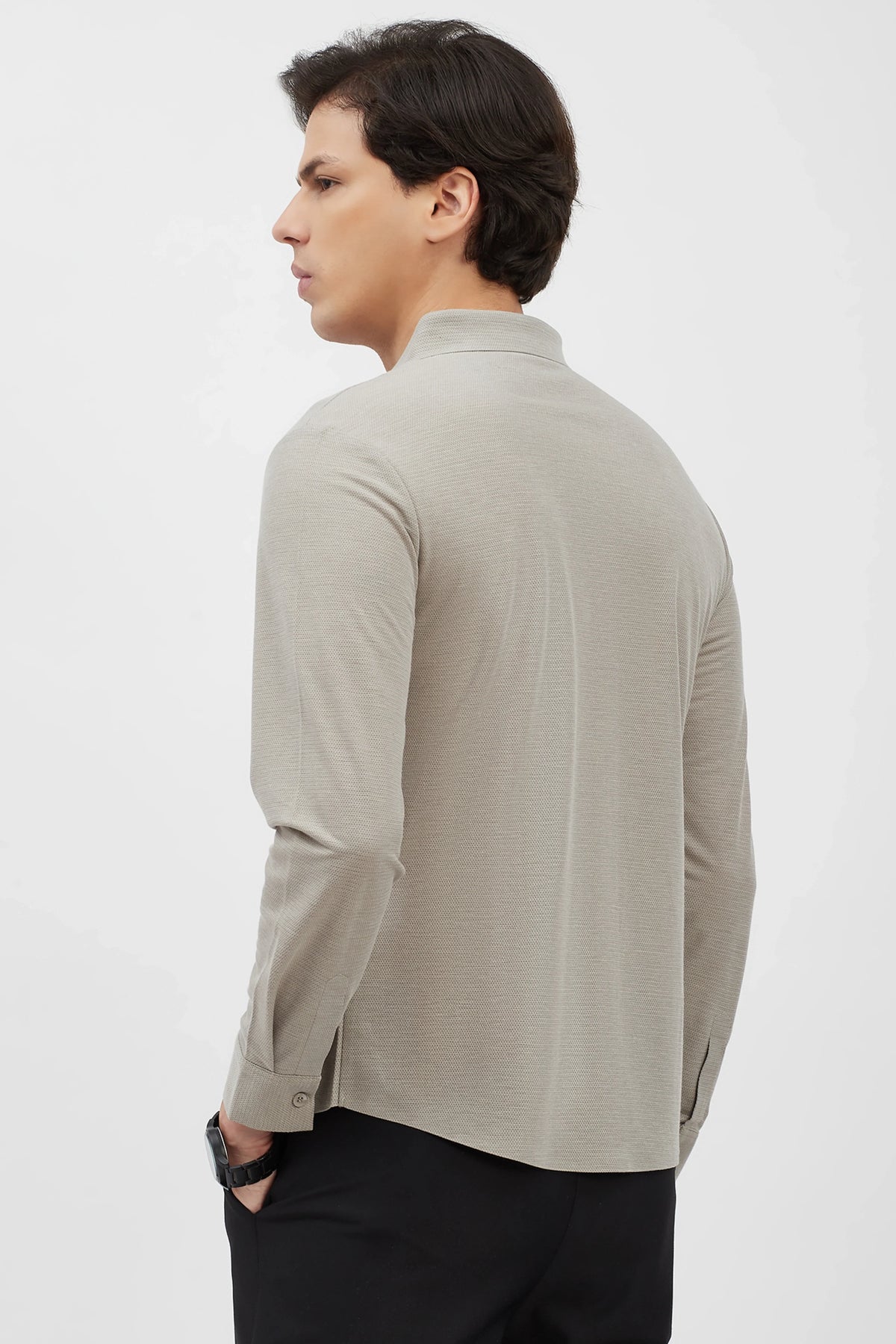 Beige Textured Shirt-Global Republic