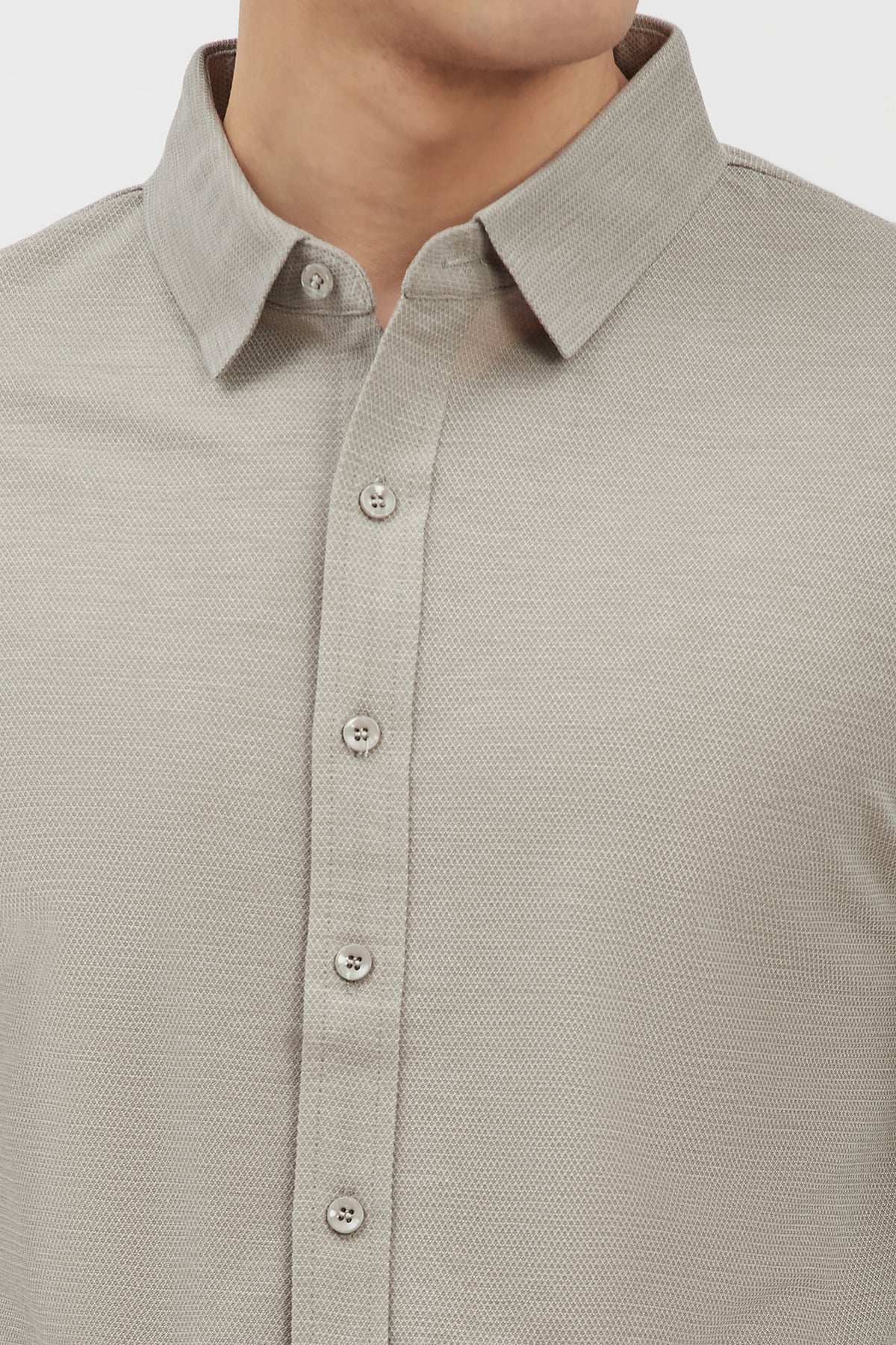 Beige Textured Shirt-Global Republic