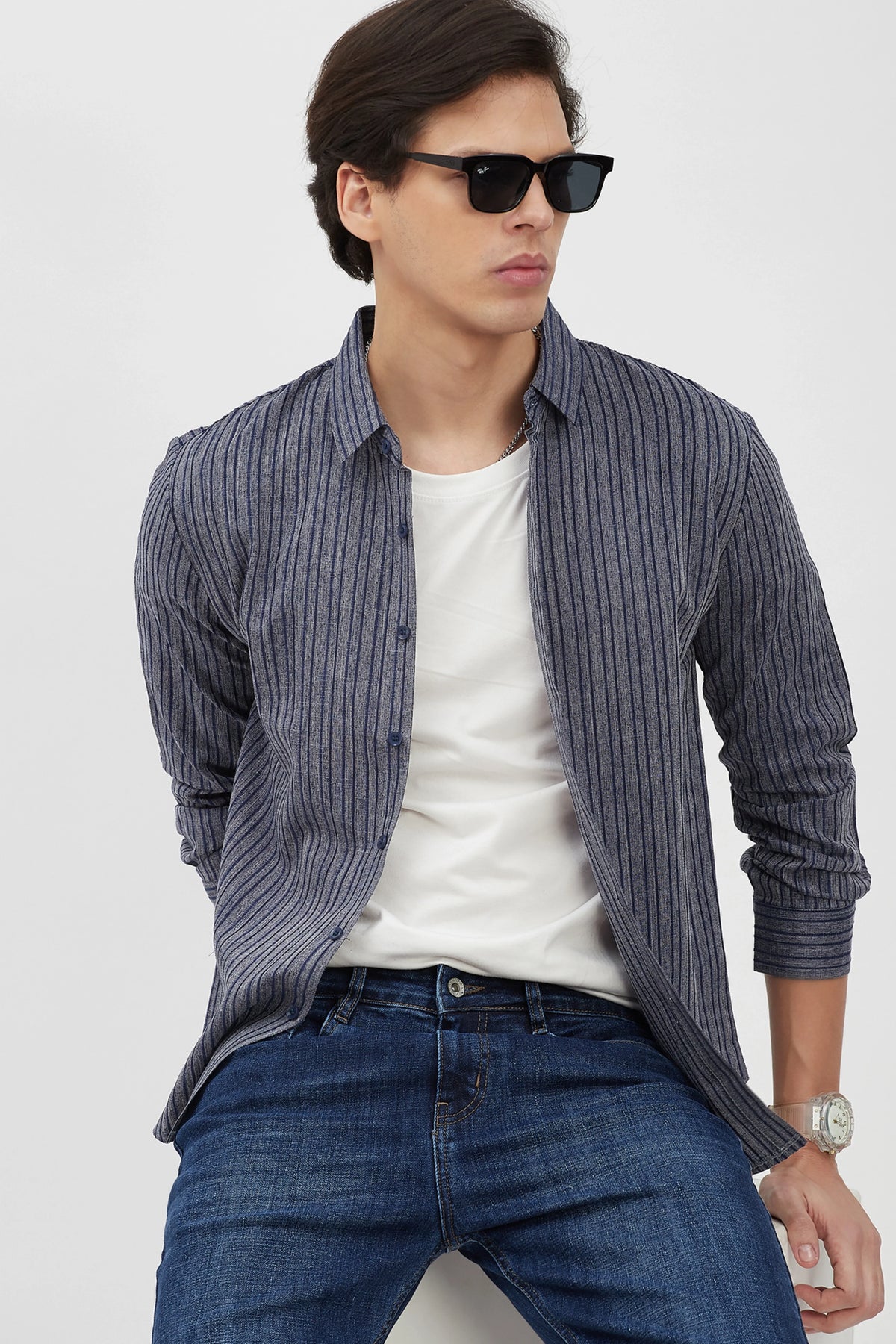 Blue Striped Shirt-Global Republic