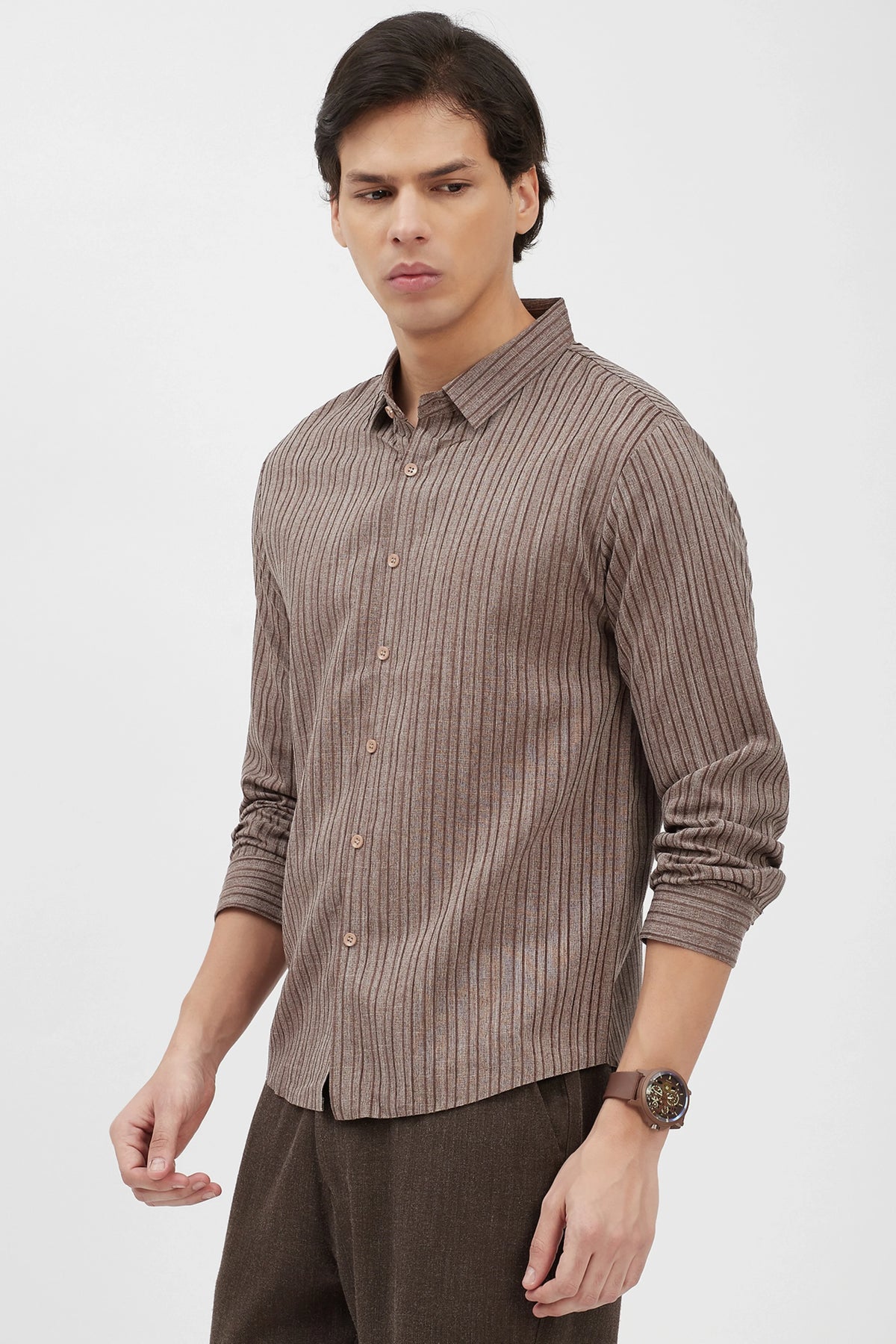 Light Grey Striped Shirt-Global Republic