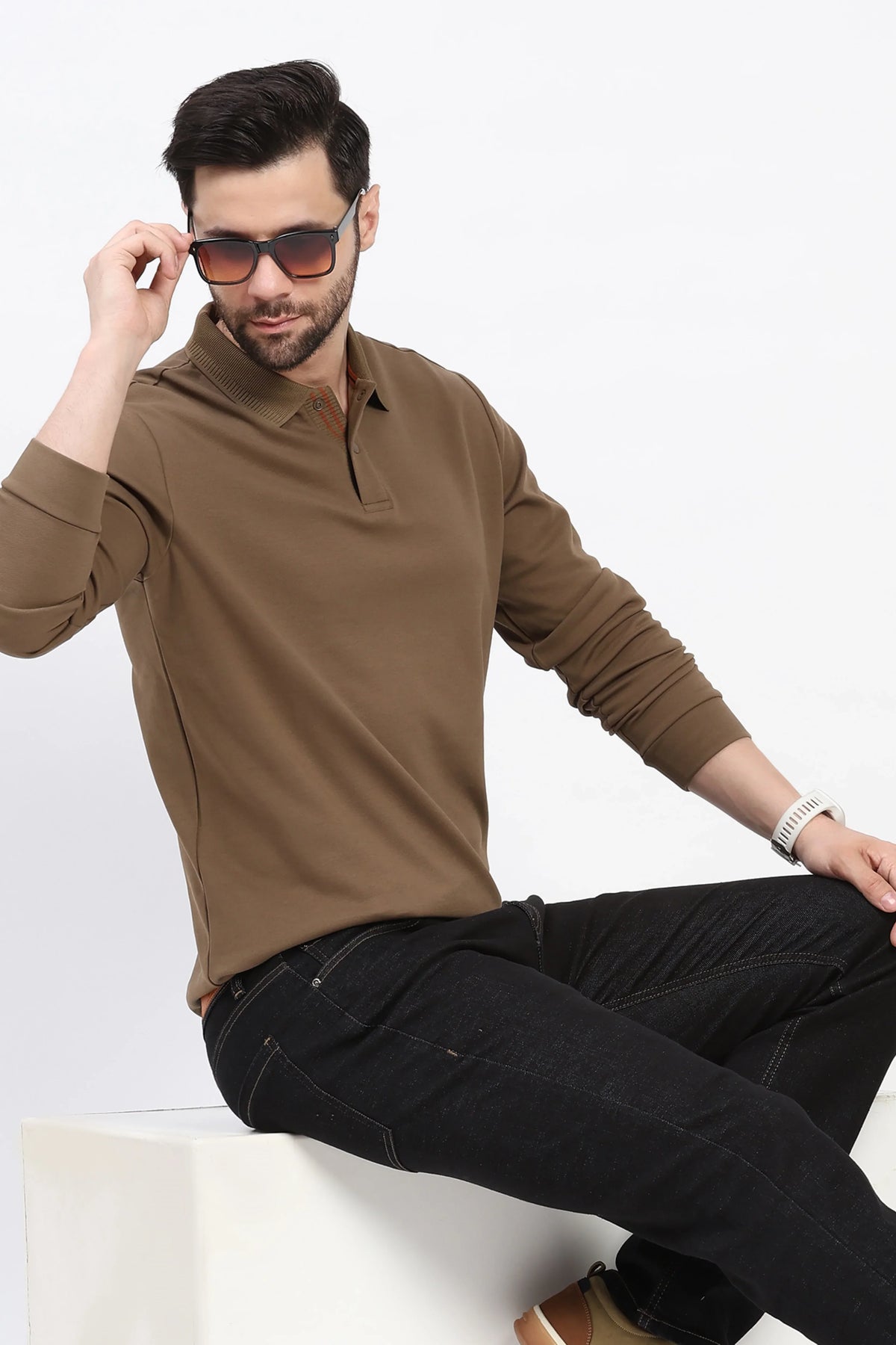 Brown Fleece-Lined Winter T-Shirt-Global Republic