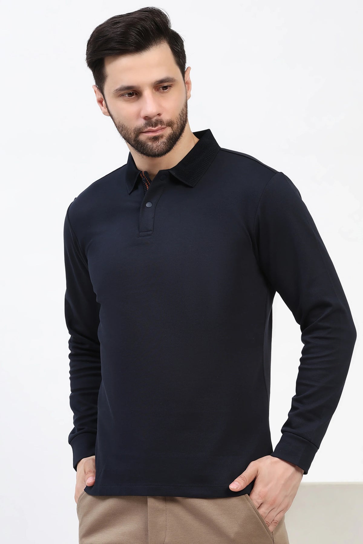 Navy Fleece-Lined Winter T-Shirt-Global Republic