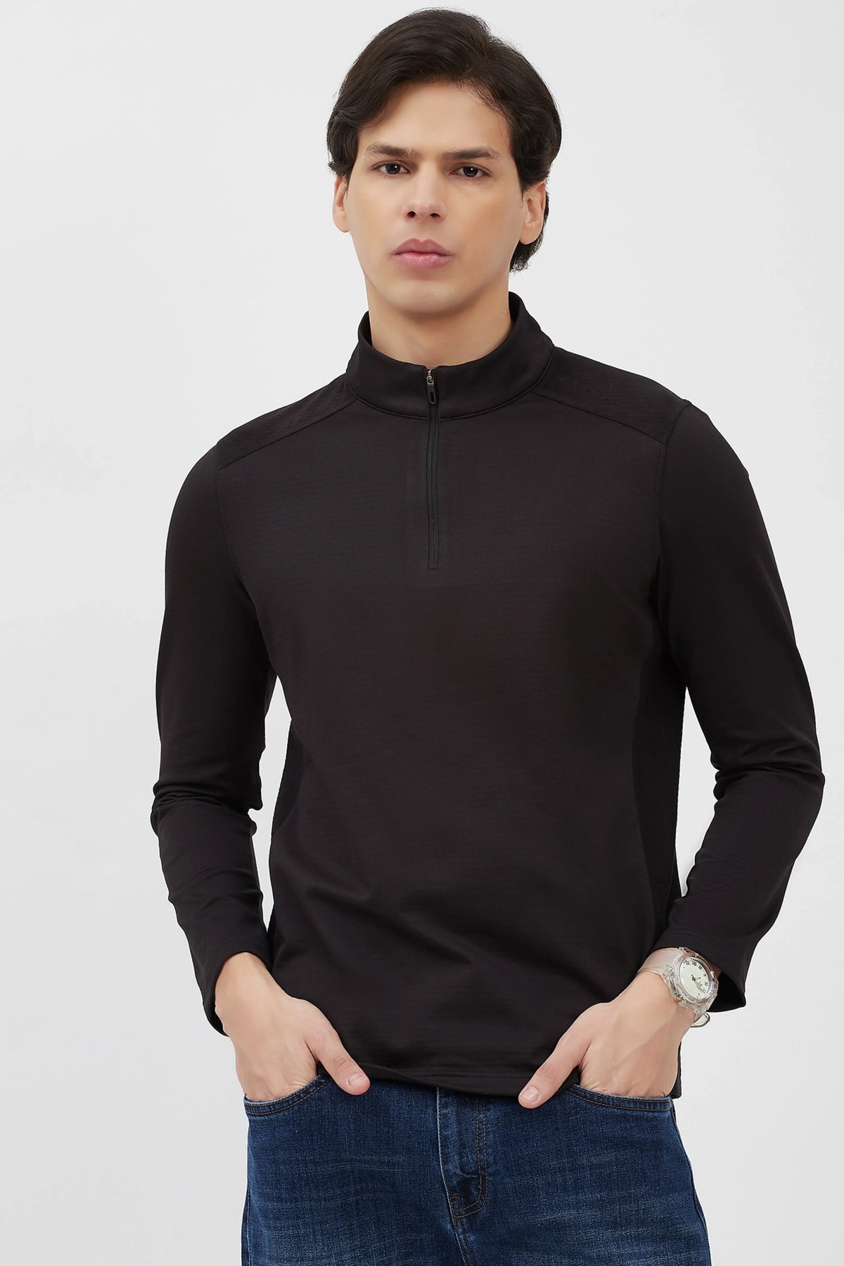 Black Fleece-Lined Winter T-Shirt-Global Republic