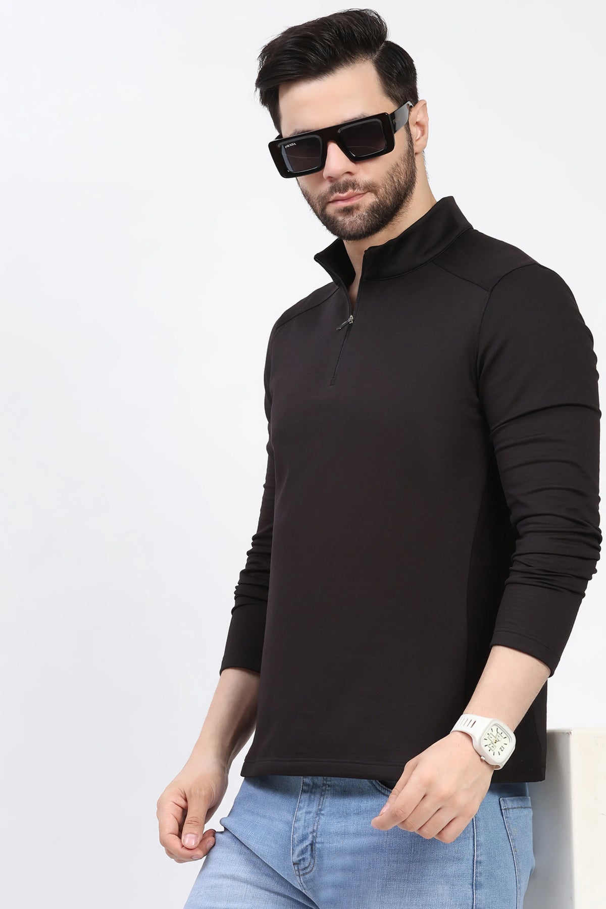 Black Fleece-Lined Winter T-Shirt