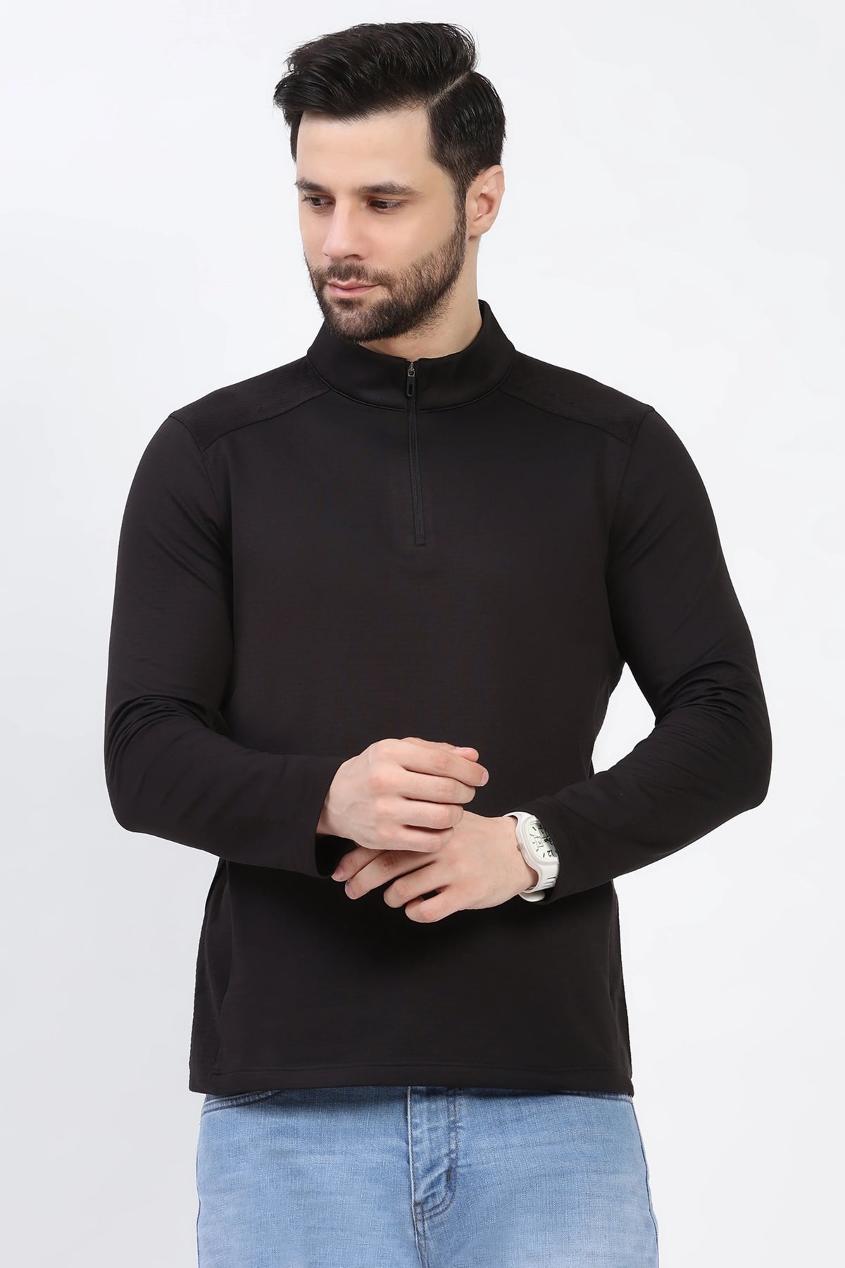 Black Fleece-Lined Winter T-Shirt