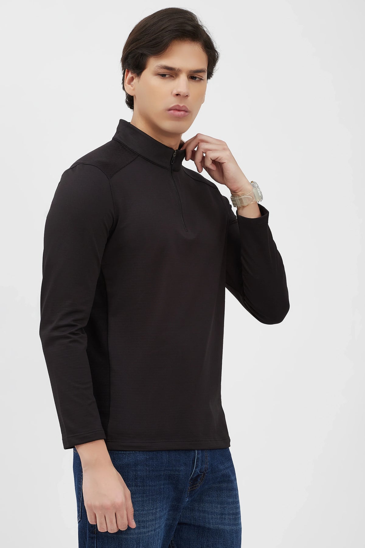 Black Fleece-Lined Winter T-Shirt-Global Republic
