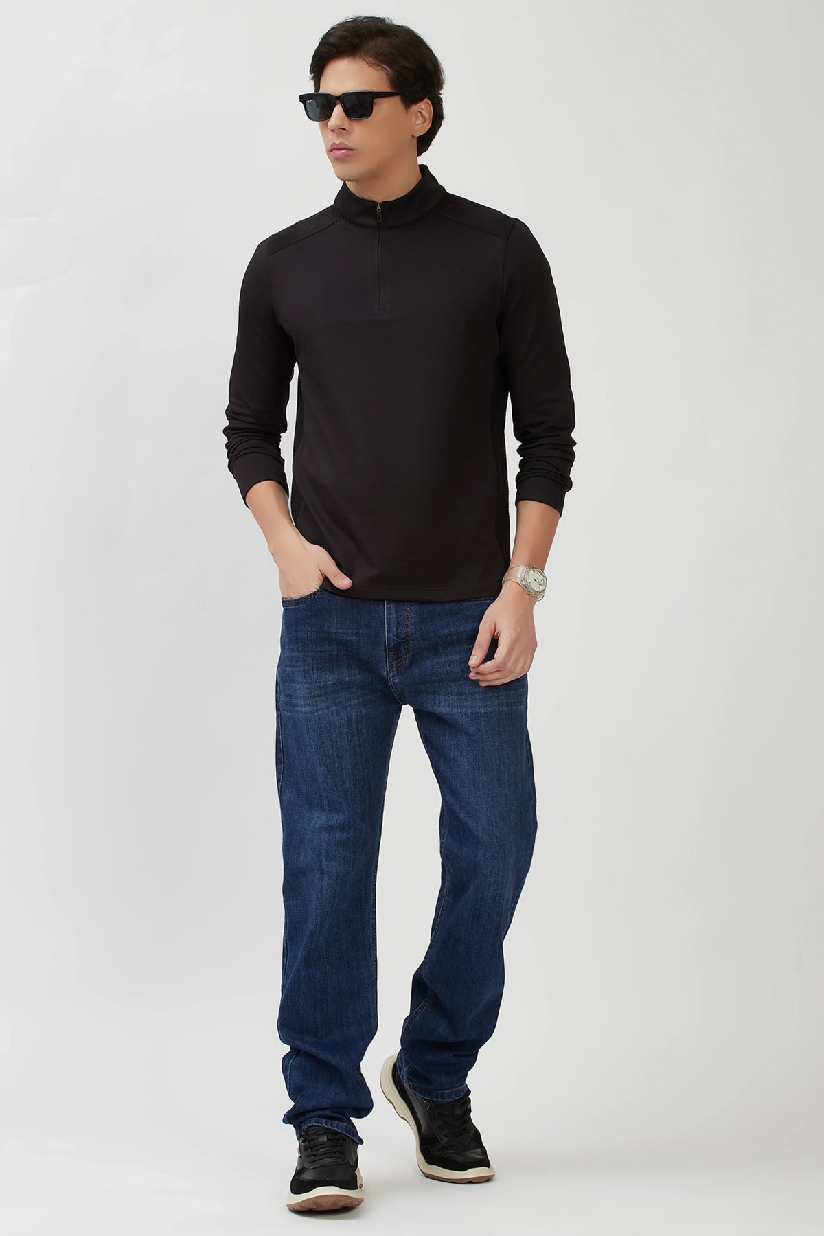 Black Fleece-Lined Winter T-Shirt-Global Republic