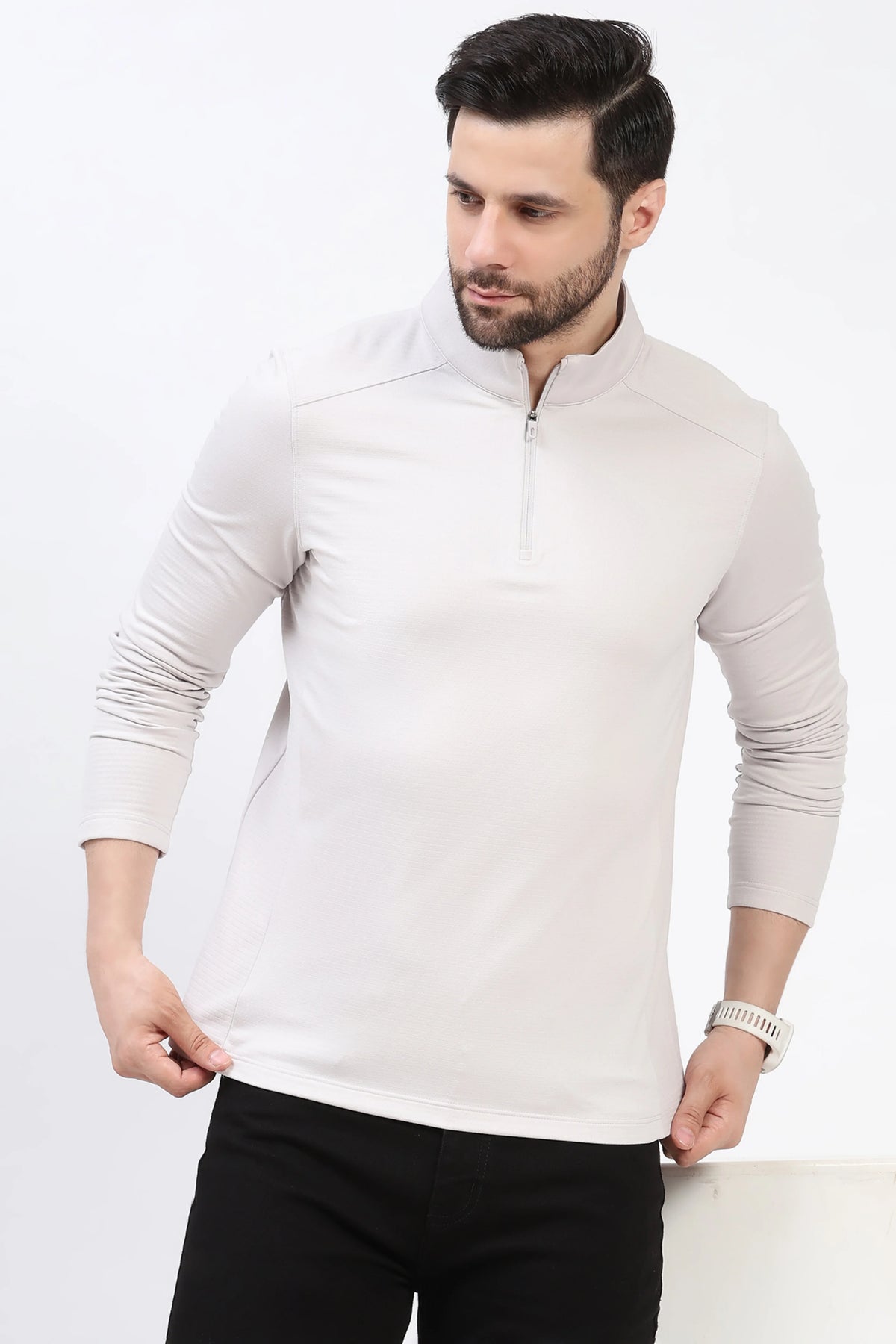 Light Grey Fleece-Lined Winter T-Shirt