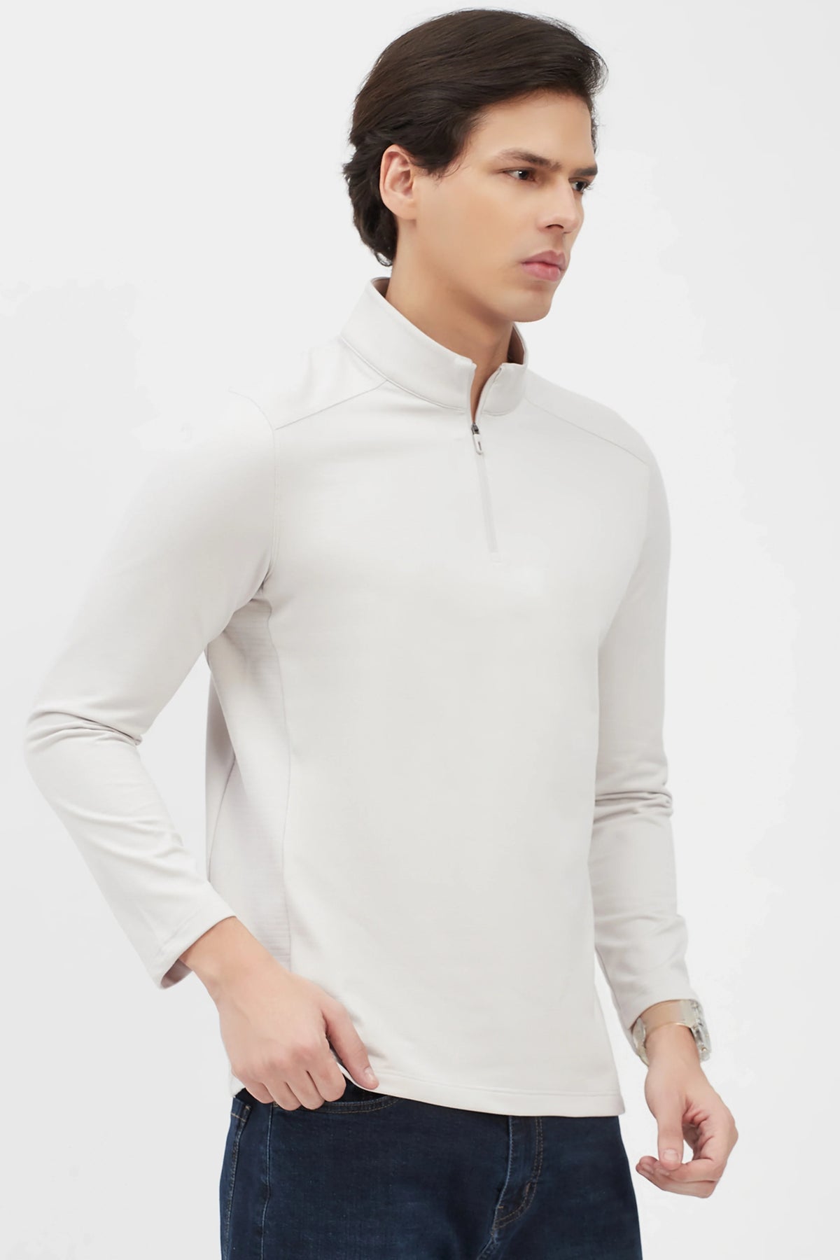 Light Grey Fleece-Lined Winter T-Shirt-Global Republic