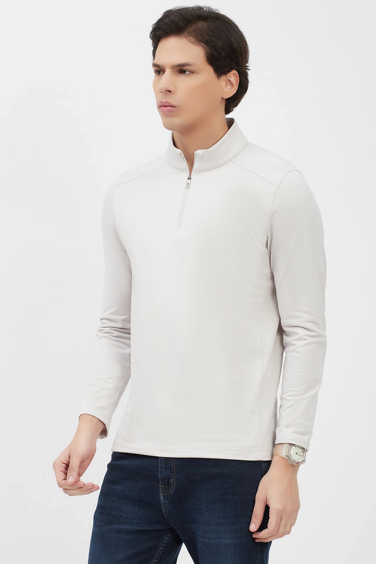 Light Grey Fleece-Lined Winter T-Shirt-Global Republic