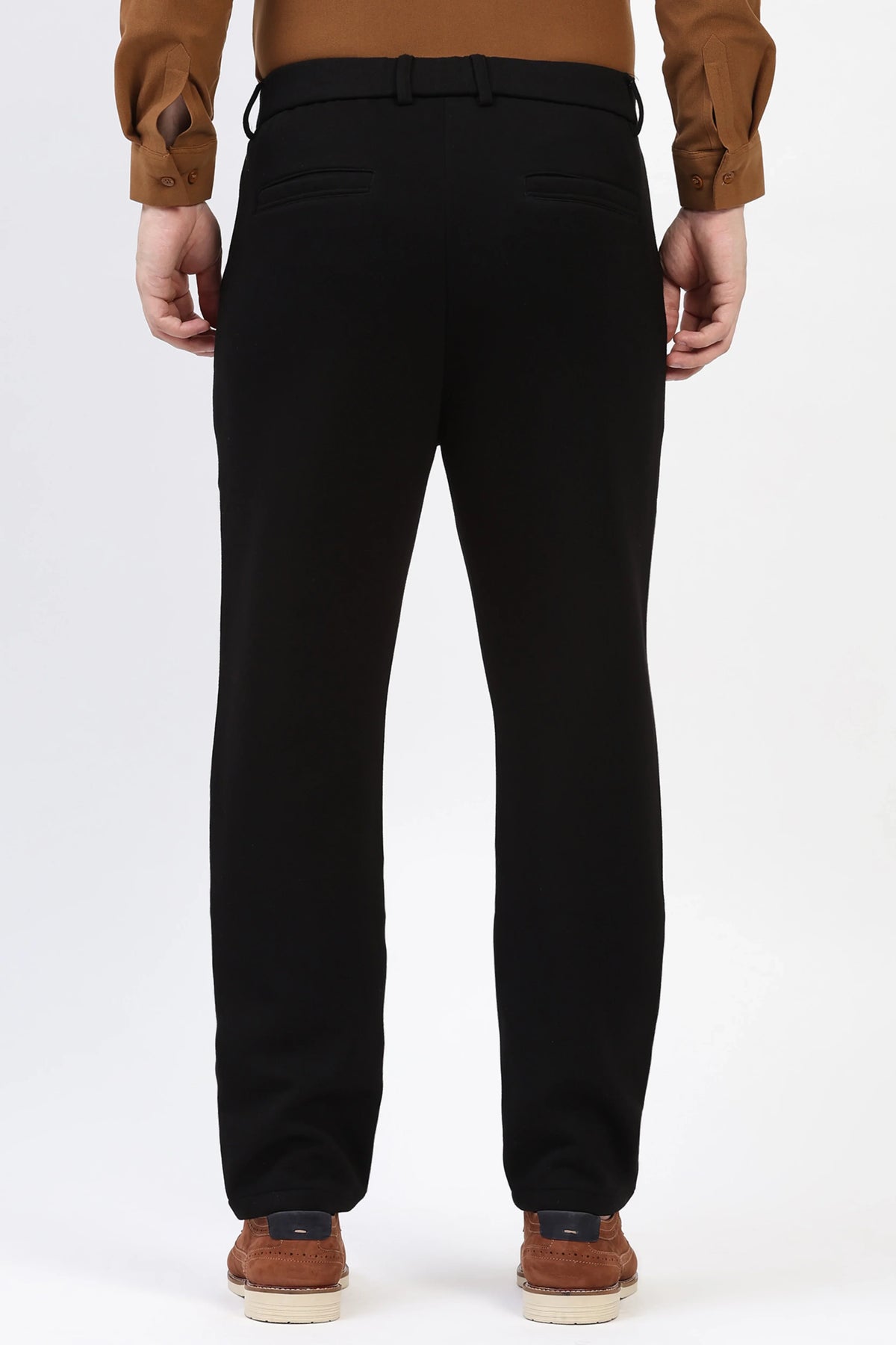 Black Straight Fit Trousers-Global Republic
