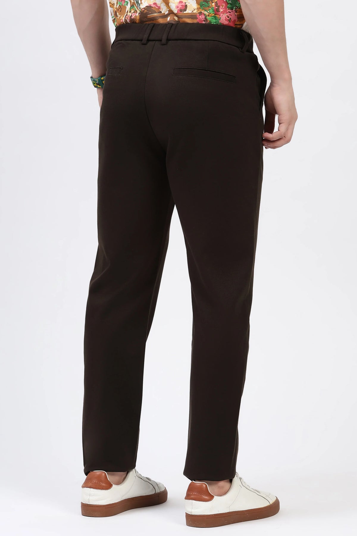 Deep Coffee Straight Fit Trousers-Global Republic
