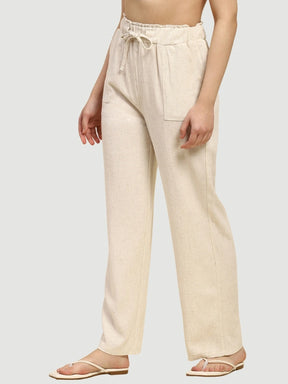 Natural Solid Cotton Linen Relaxed Lower - Global Republic