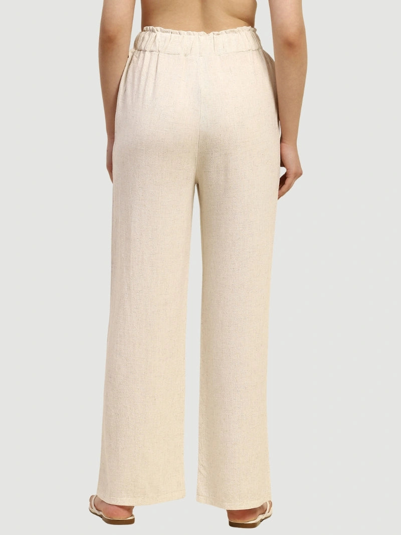 Natural Solid Cotton Linen Relaxed Lower - Global Republic