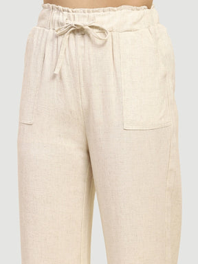 Natural Solid Cotton Linen Relaxed Lower - Global Republic