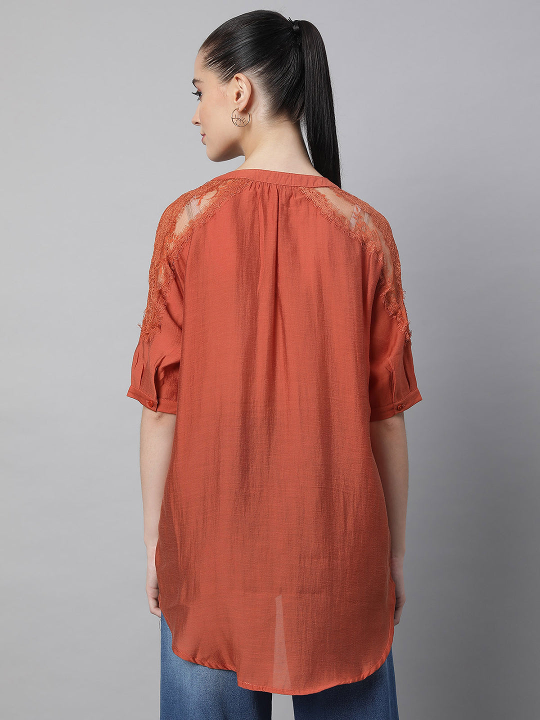 Women Asymmetric Hem Kurta Top - Global Republic