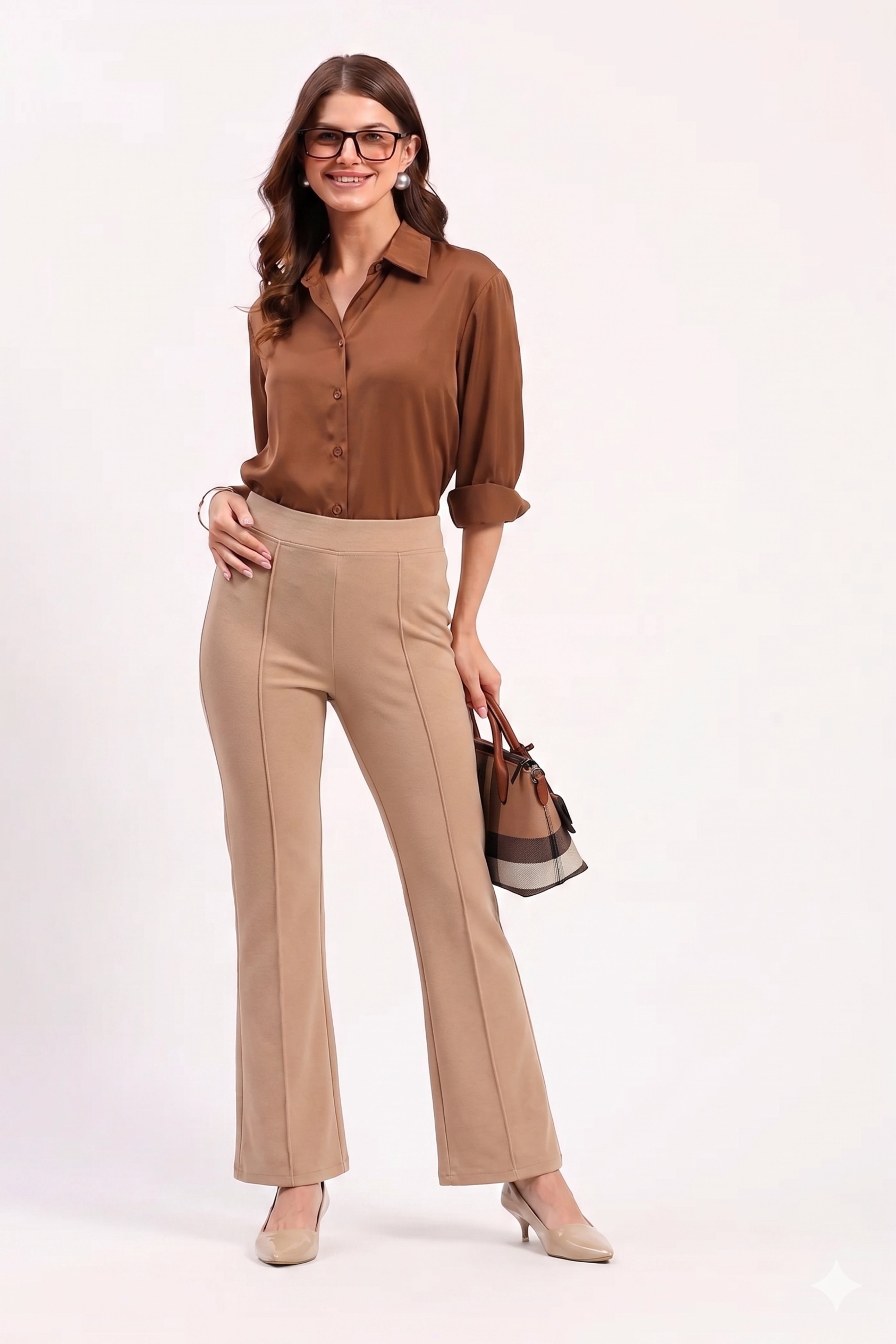 Beige Cotton Spandex Jeggings