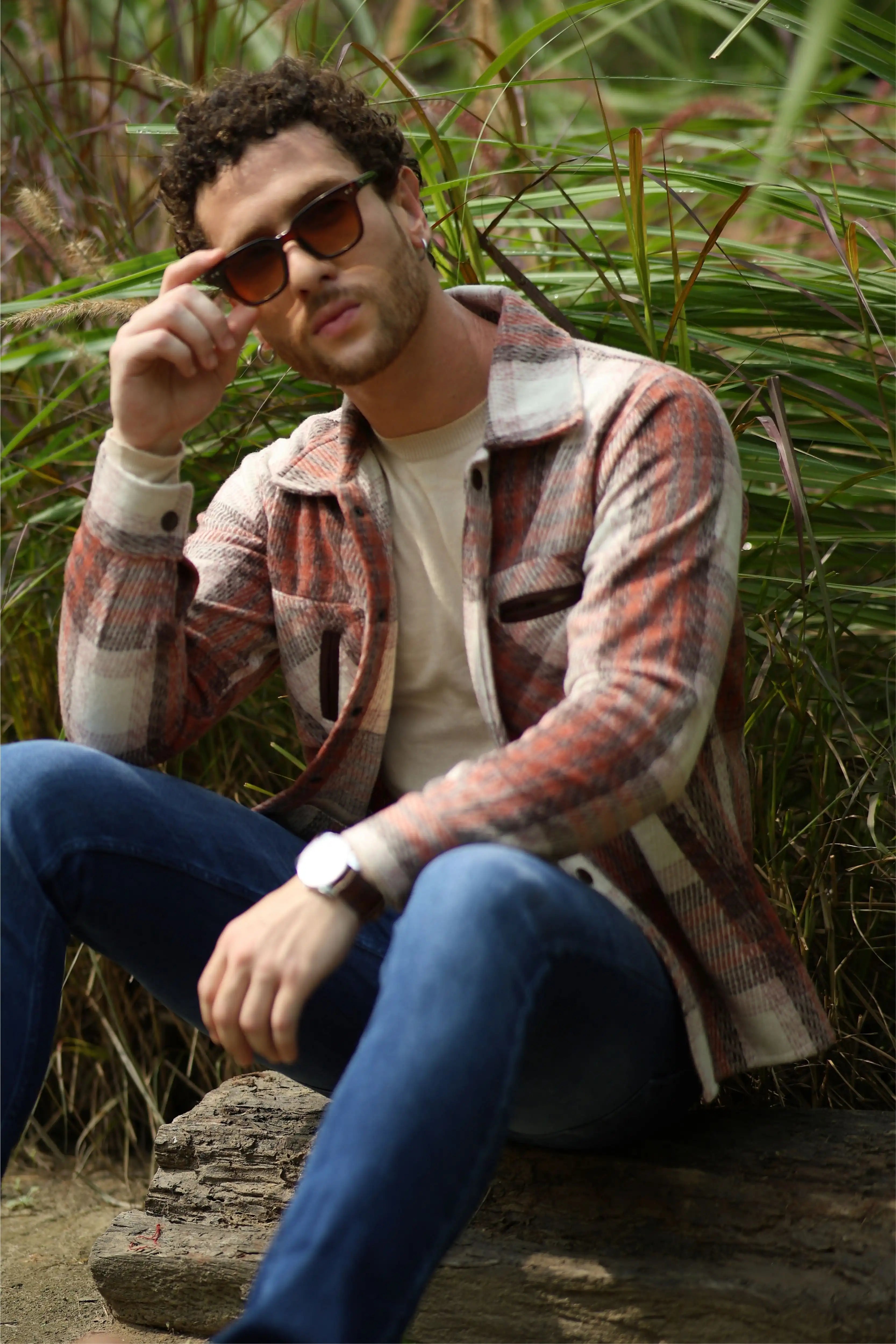 Wool Blend Checked Shacket