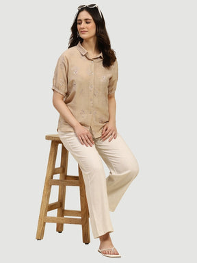 Natural Solid Cotton Linen Relaxed Lower - Global Republic
