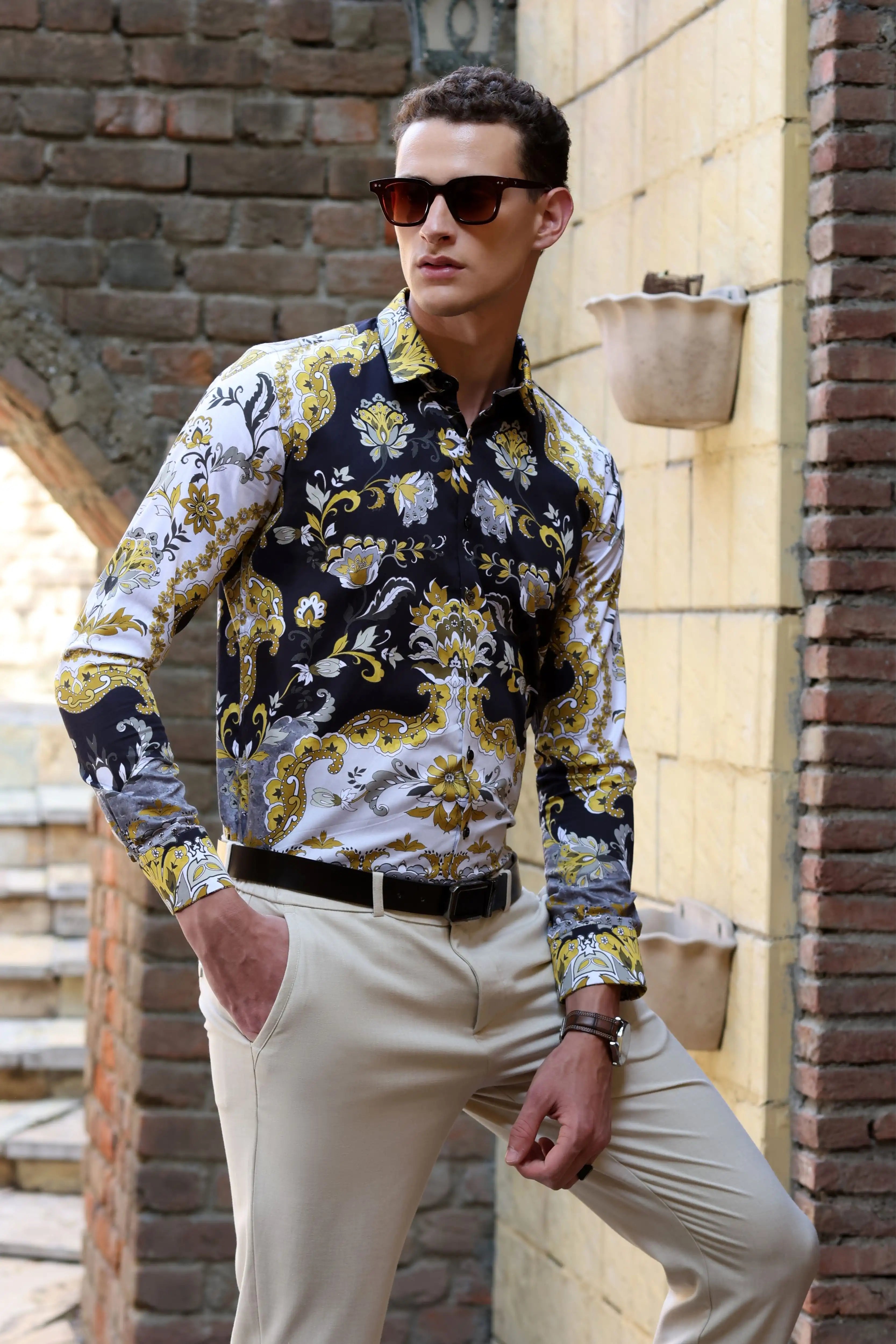 Multicolor Tropical Print Cotton Shirt - Global Republic