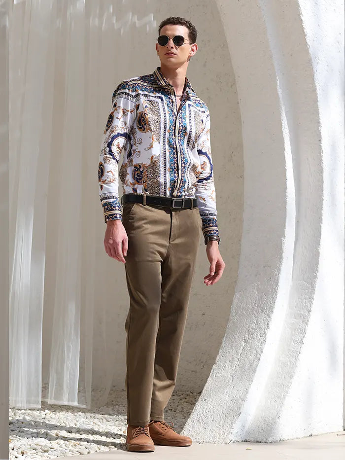 Abstract Animal Print Cotton Shirt