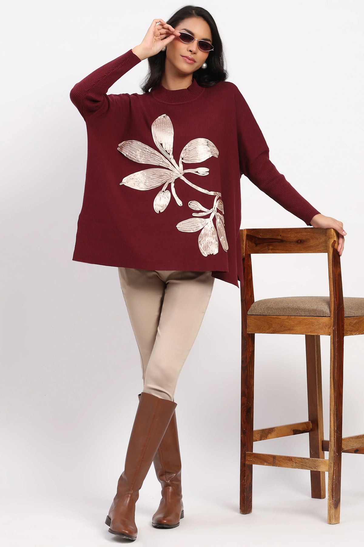 Cherry Floral Loose Fit Pullover-Global Republic