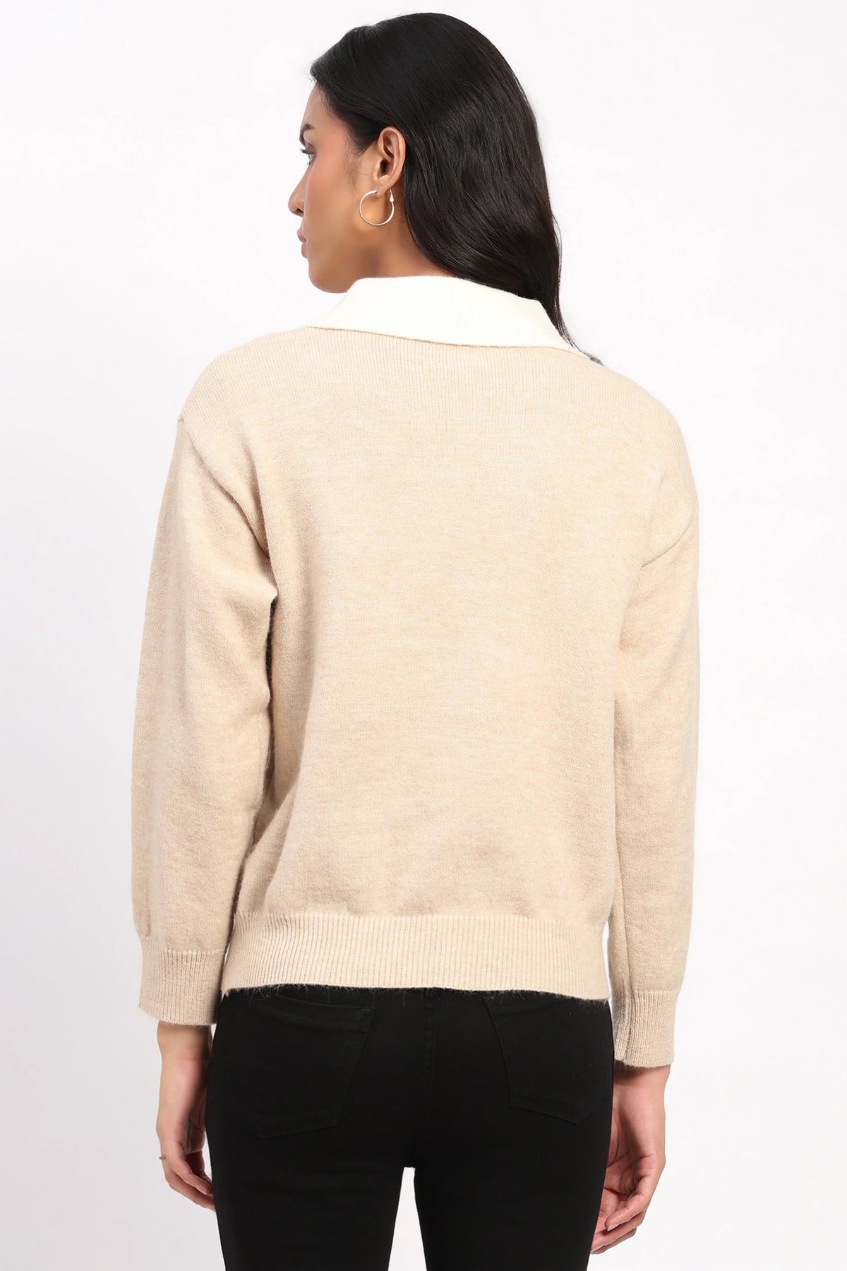 Beige Smart Polo Bear Pullover-Global Republic