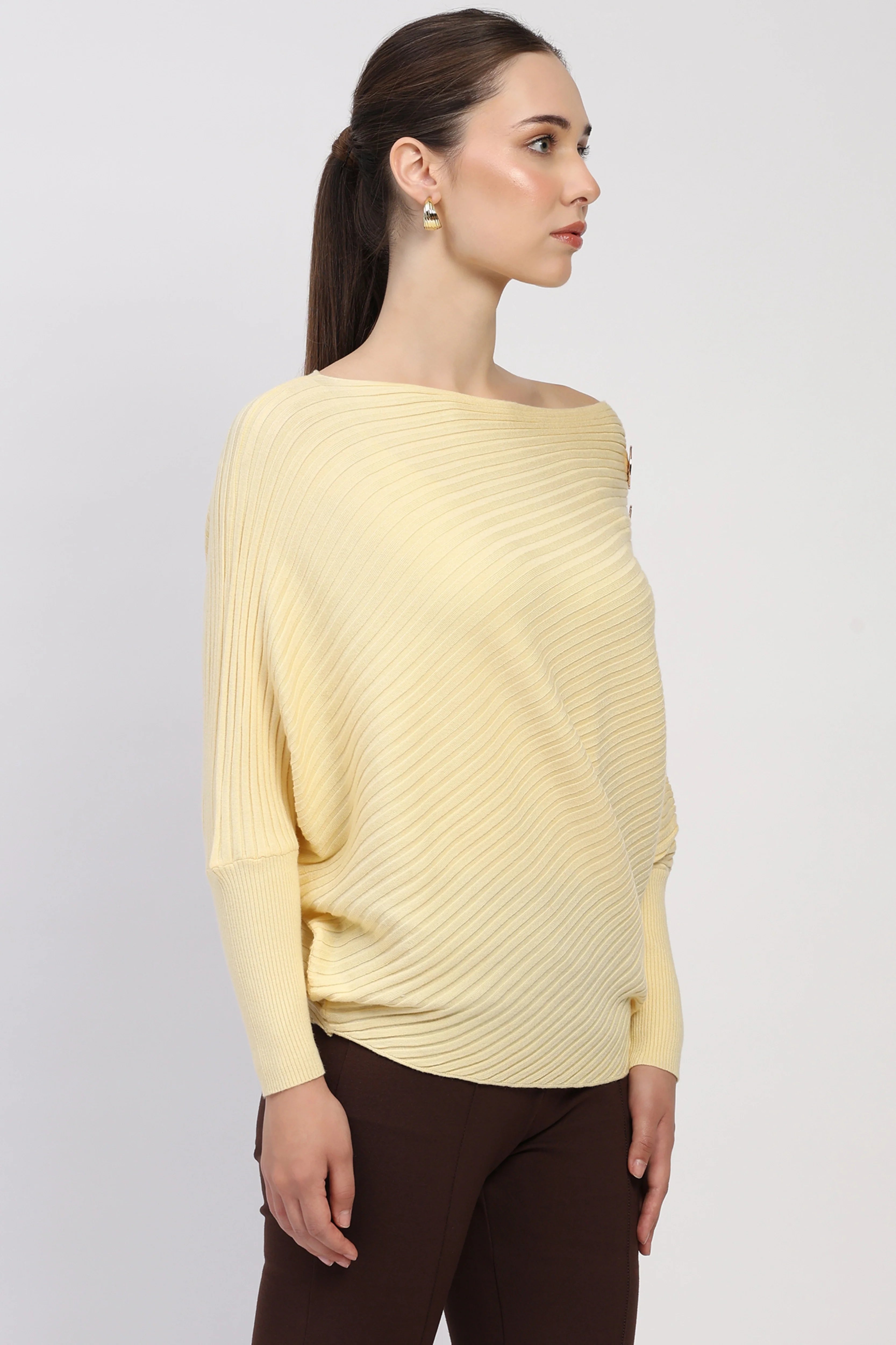 Pastel Lemon Ribbed Pullover