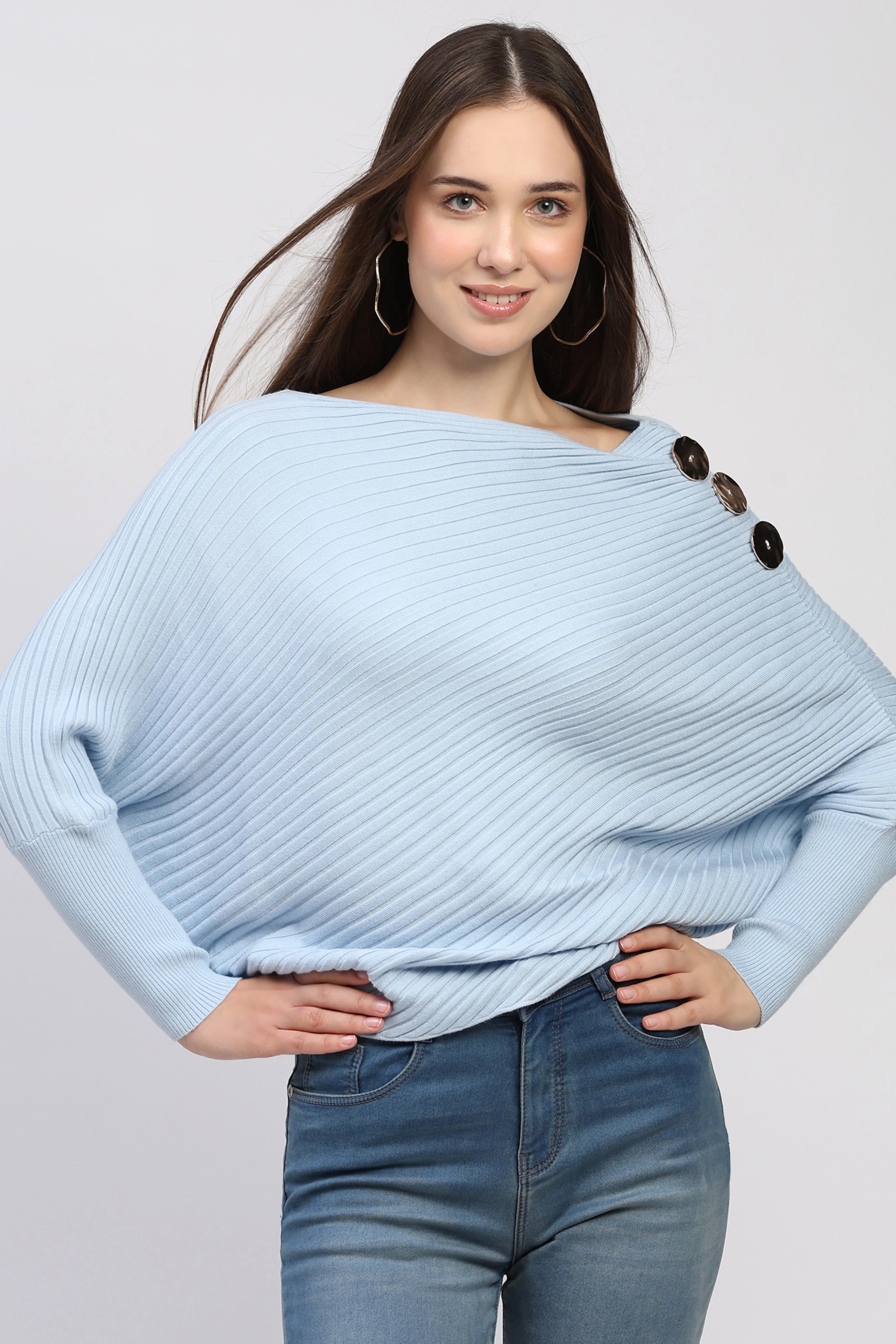 Sky Blue Ribbed Pullover