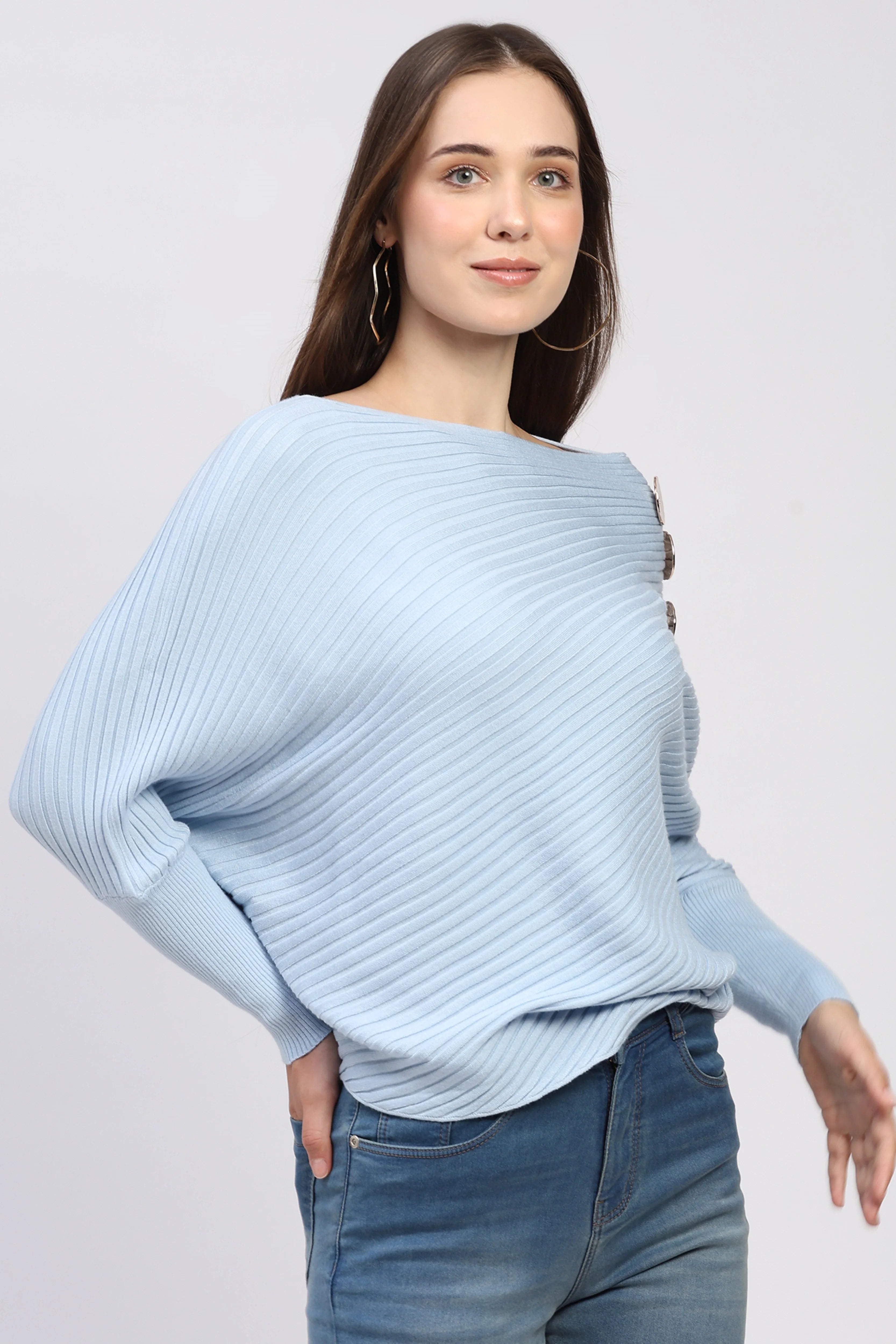 Sky Blue Ribbed Pullover