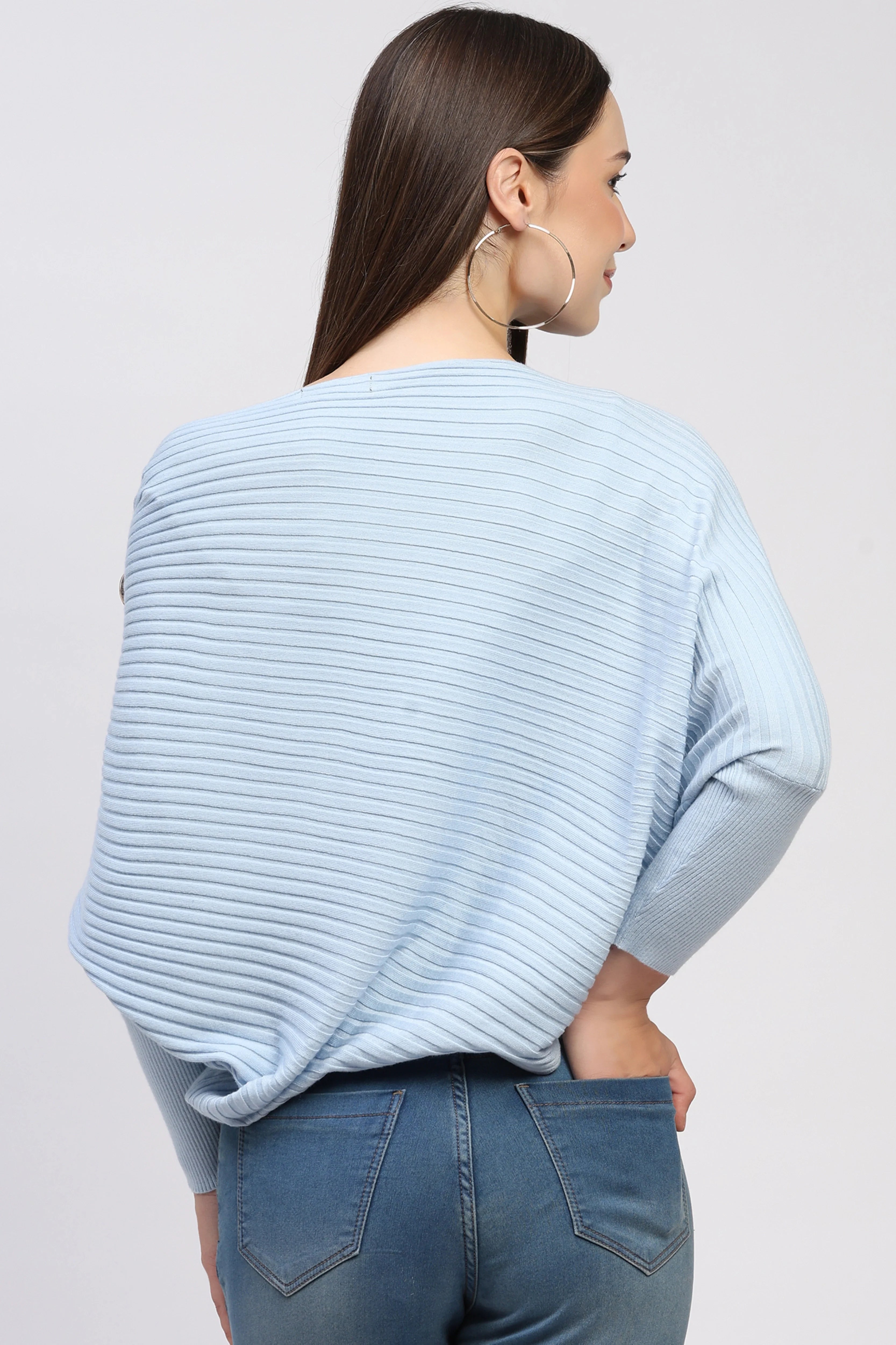 Sky Blue Ribbed Pullover